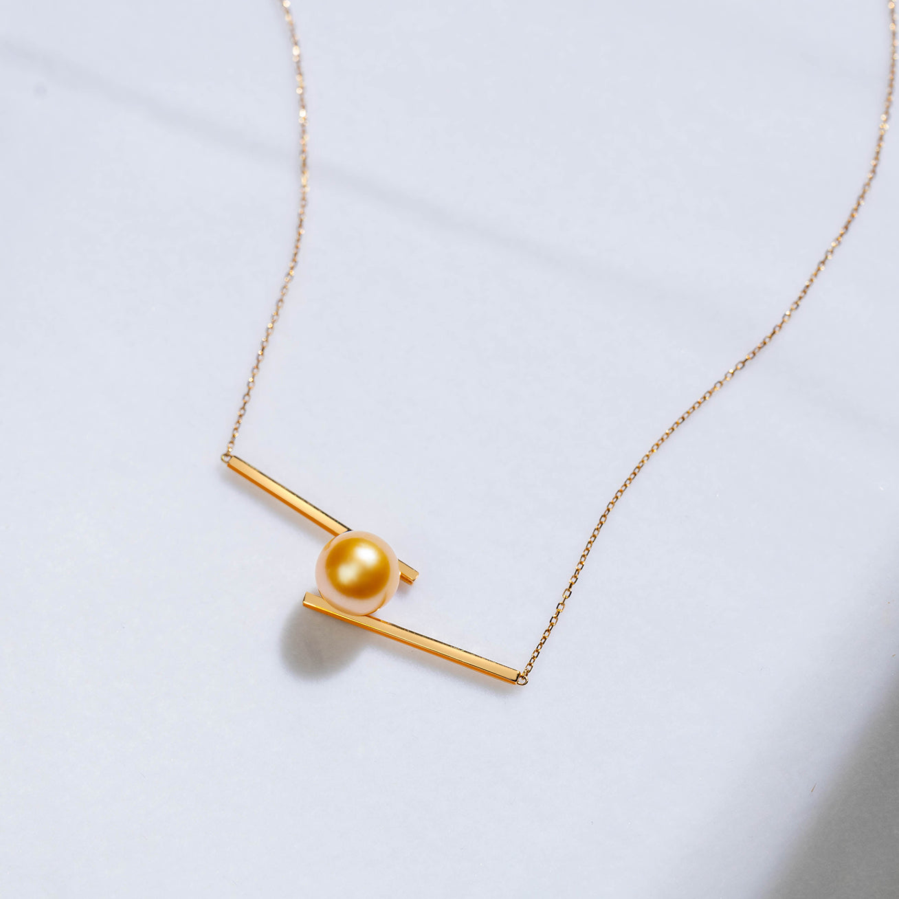 18K Solid Gold Golden South Sea Pearl Necklace KN00028 - Luxury Pearl Jewelry for Women, Elegant Gift for Wedding, Anniversary & Special Occasions