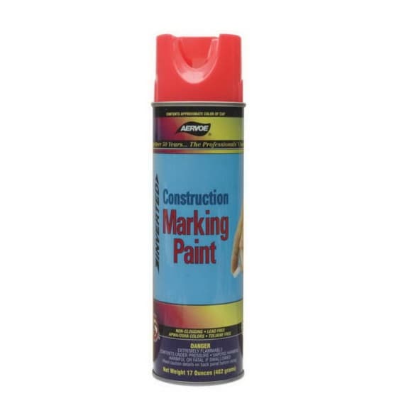 Aervoe 246 15 oz. Fluorescent Red Construction Marking Paint - High Visibility Road & Safety Marking Paint for Construction Zones, Parking Lots & Outdoor Projects