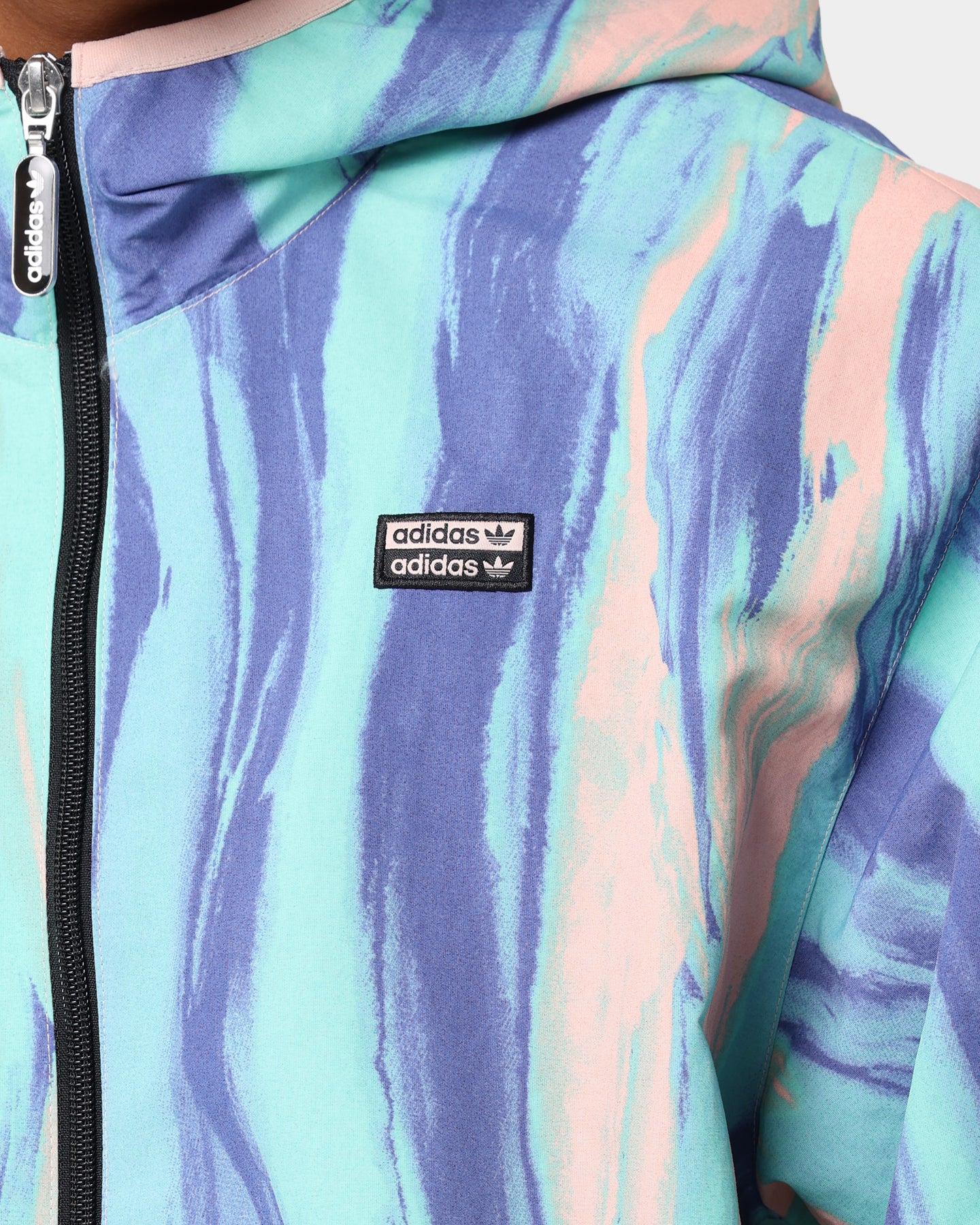 Adidas Marbled Paint Patrick Kyle Windbreaker Jacket - Vapor Pink & Multi-Color Lightweight Windbreaker for Running, Hiking & Outdoor Activities