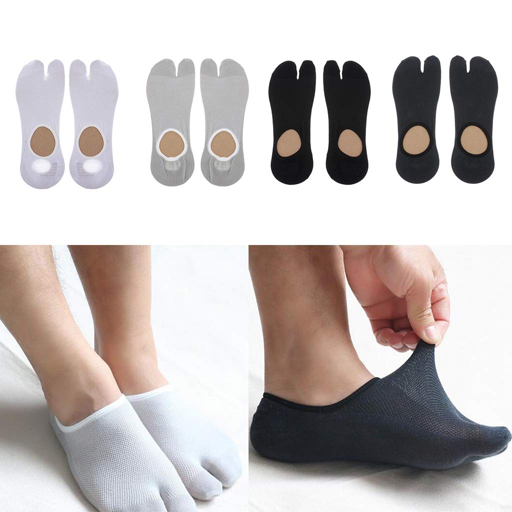 4 Colors Men's Toe Separator Socks - Breathable Japanese Tabi Socks for Yoga, Running & Home Comfort