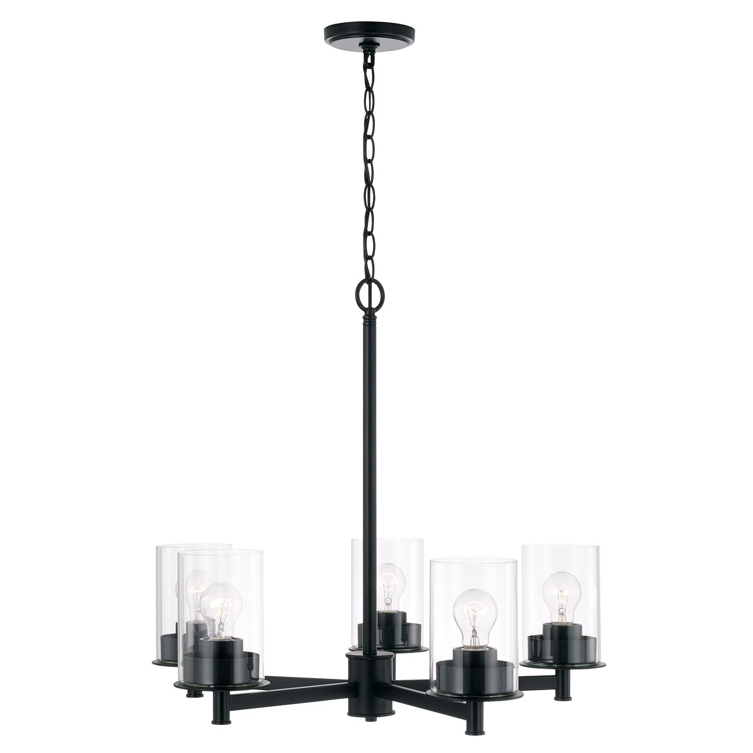 HomePlace Lighting 446851MB-532 5-Light Black Round Chandelier with Clear Glass - 26