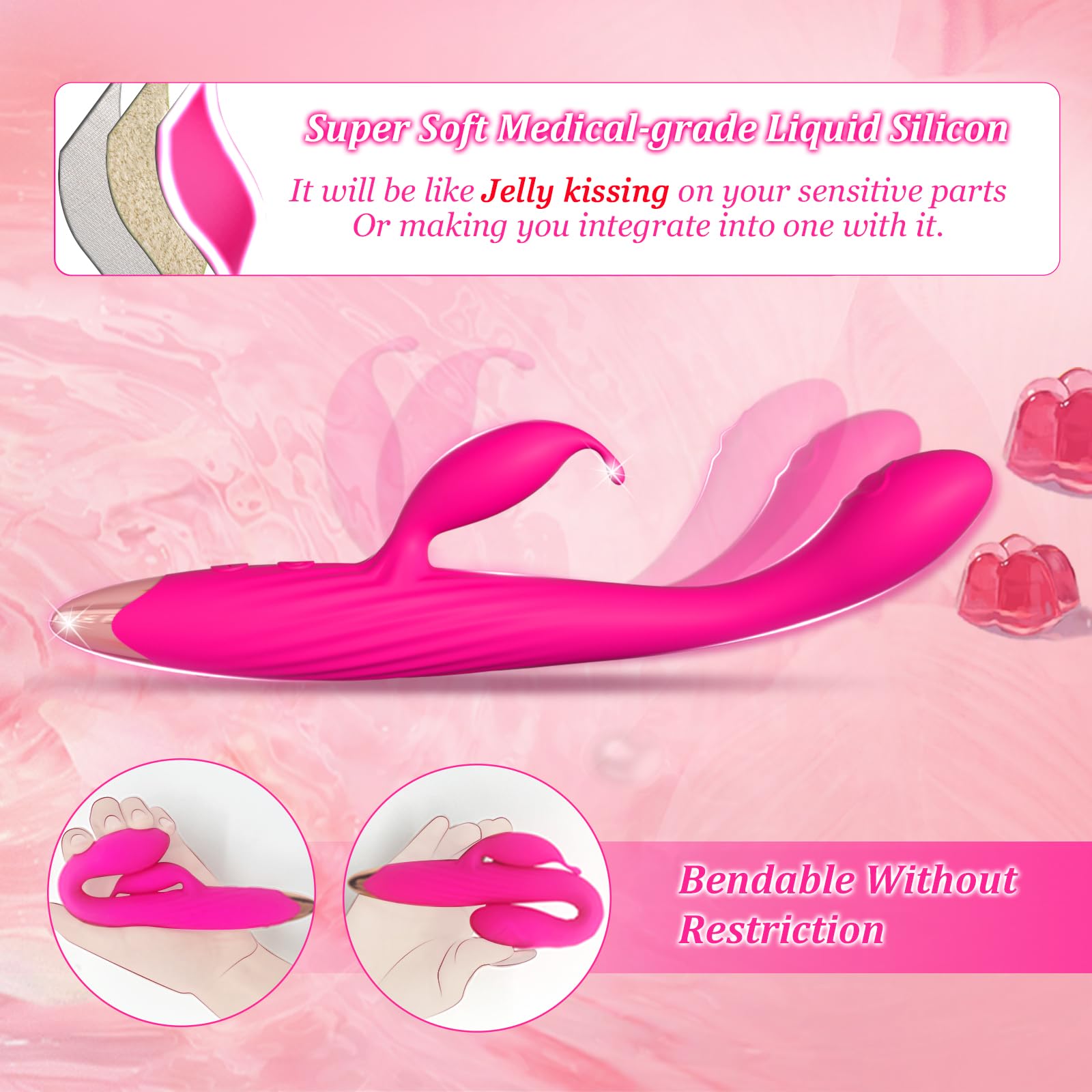 Best G Spot Vibrator with Clitoral Stimulator - Small Rose Rabbit Sex Toy for Women & Couples - Slim G Spot Dildo Wand for Beginners - Perfect for Her Pleasure, Solo Play & Intimate Couples Moments
