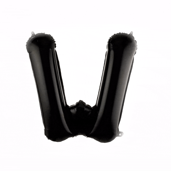 Black Mylar Letter W Balloon - 40 Inch Large Foil Balloon for Birthday Party Decorations, Baby Showers & Graduation Celebrations - 1 Count Box