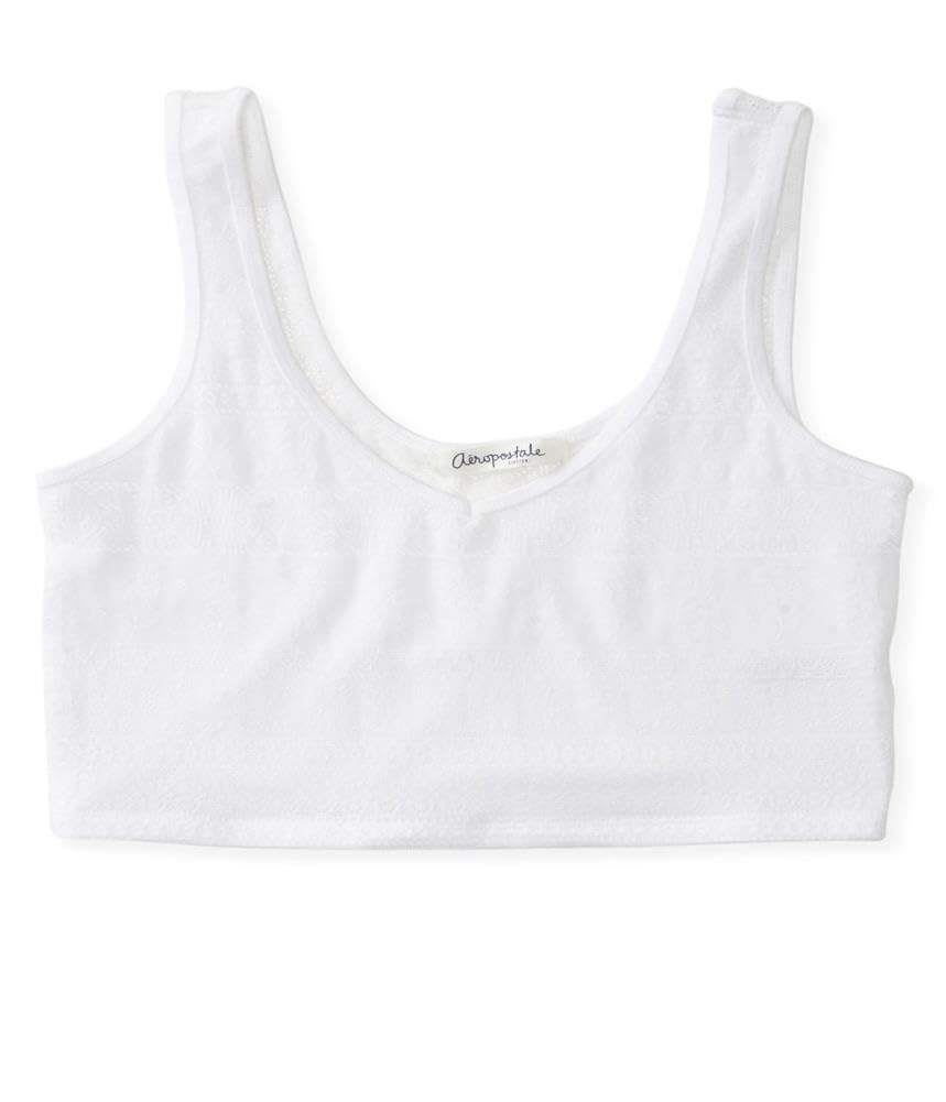 AEROPOSTALE Women's Sheer Crochet Tank Top - White, X-Large - Summer Beach Cover Up, Boho Festival Outfit, Casual Layering Top