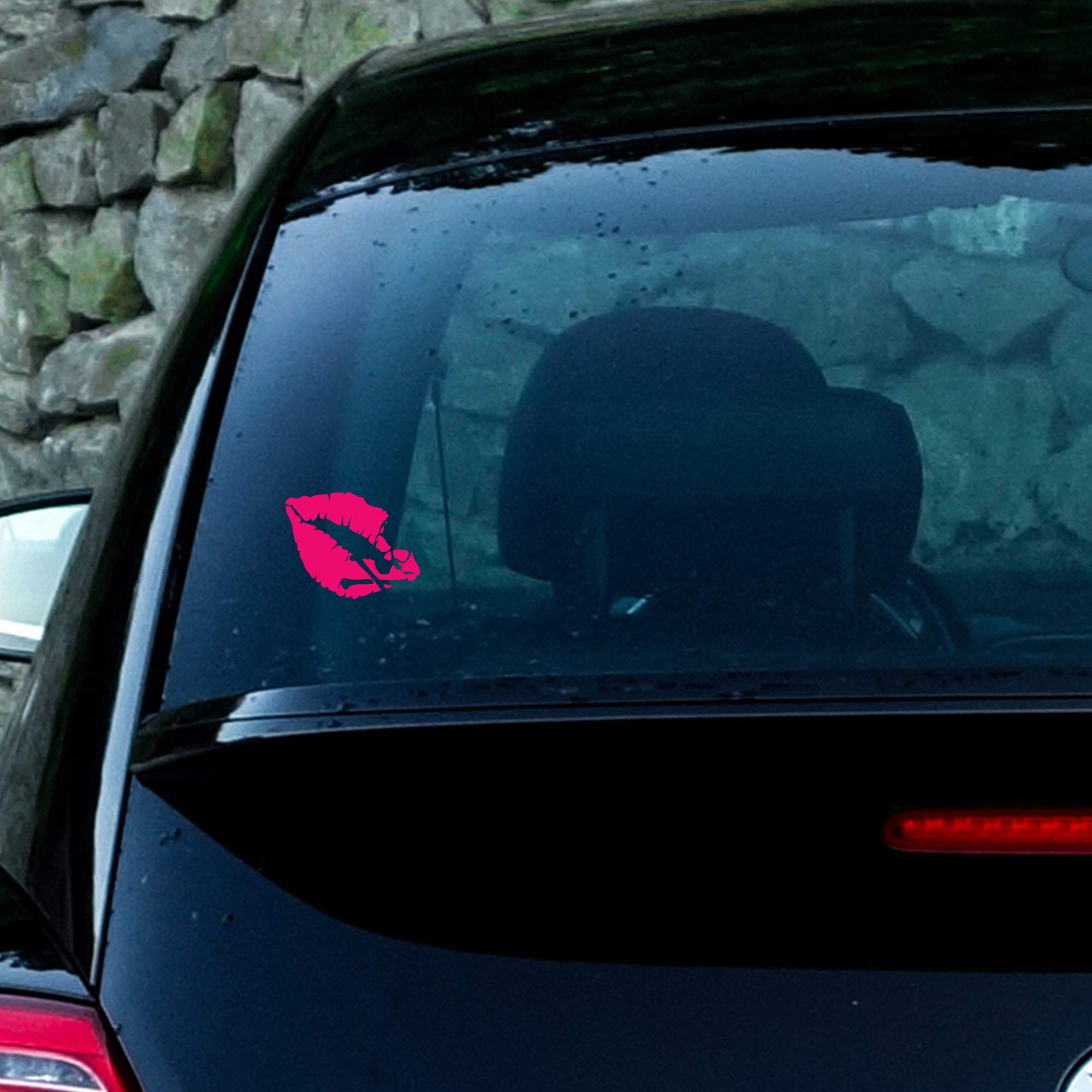 **ANGGEST Poison Lips Vinyl Decal Stickers (Pink, Set of 2) - Waterproof, Durable for Laptop, Phone, Helmet, Car Window, Mug, Wall Decor - Perfect for DIY, Gifts & Home/Office Decoration**