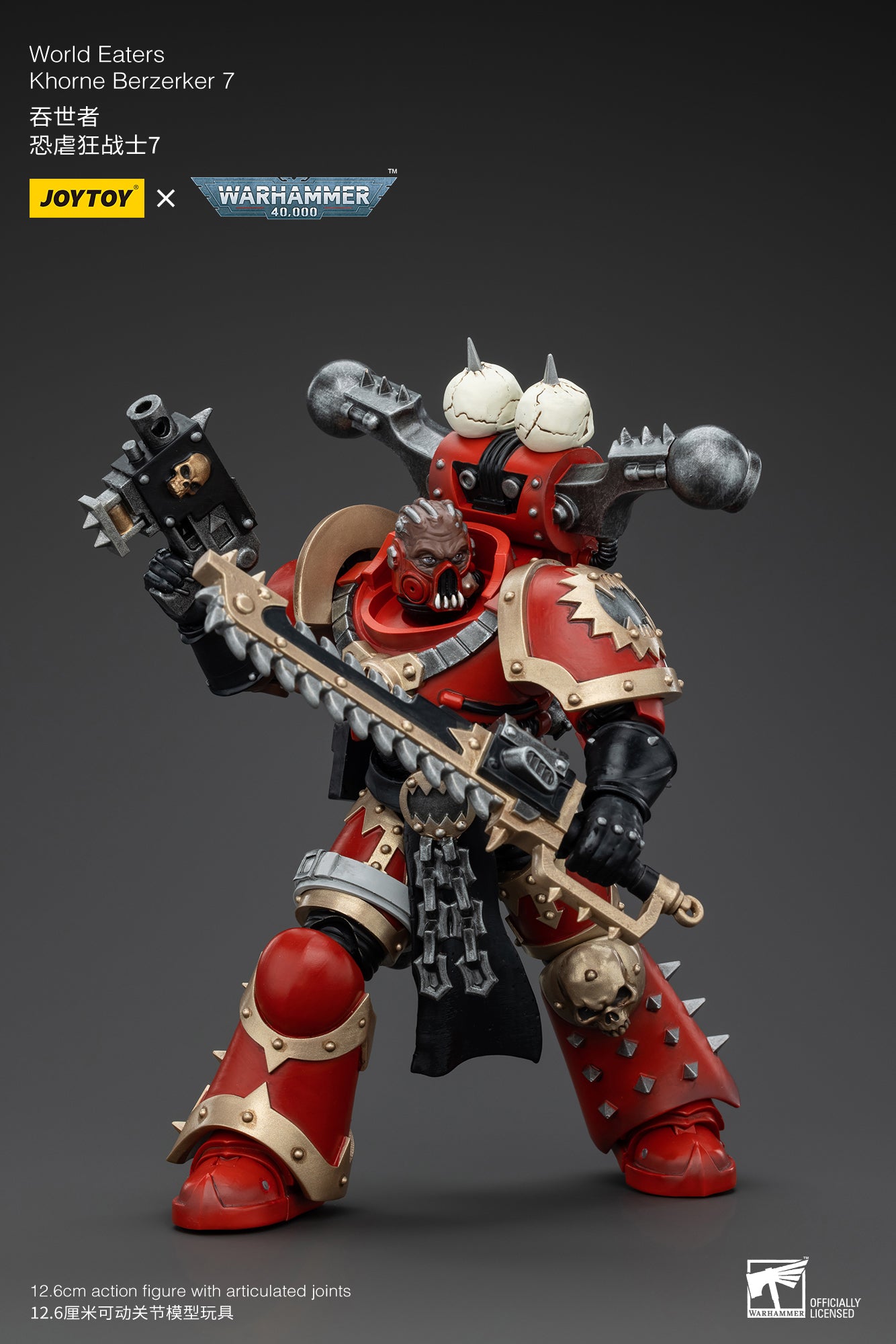 JOYTOY 1/18 Scale Warhammer 40K World Eaters Khorne Berzerker Action Figure - Collectible Miniature for Tabletop Gaming & Display