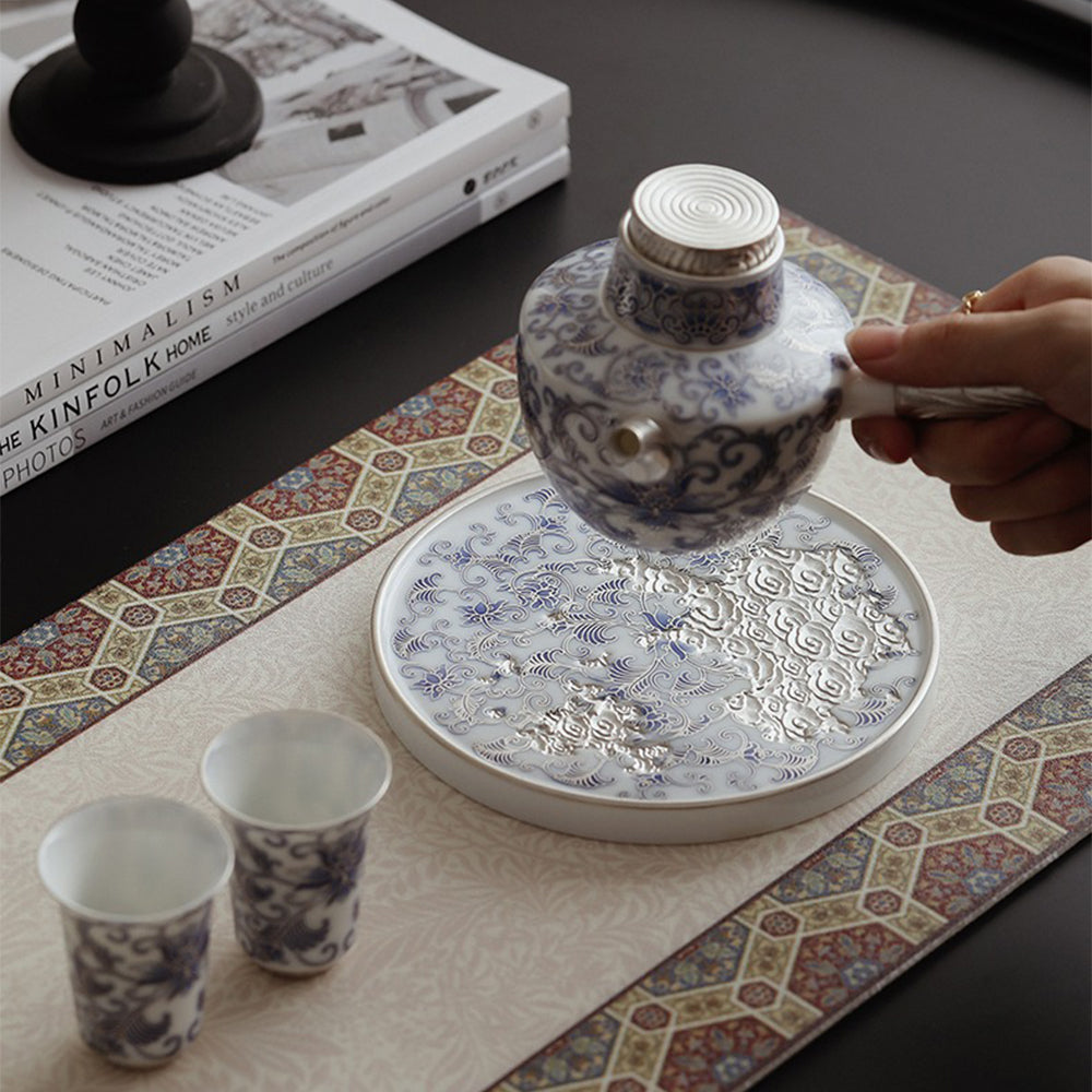 Handcrafted Blue and White Porcelain Teapot with Side Handle - Traditional Chinese Style Ceramic Teapot for Loose Leaf Tea - Perfect for Home, Office, and Tea Ceremonies