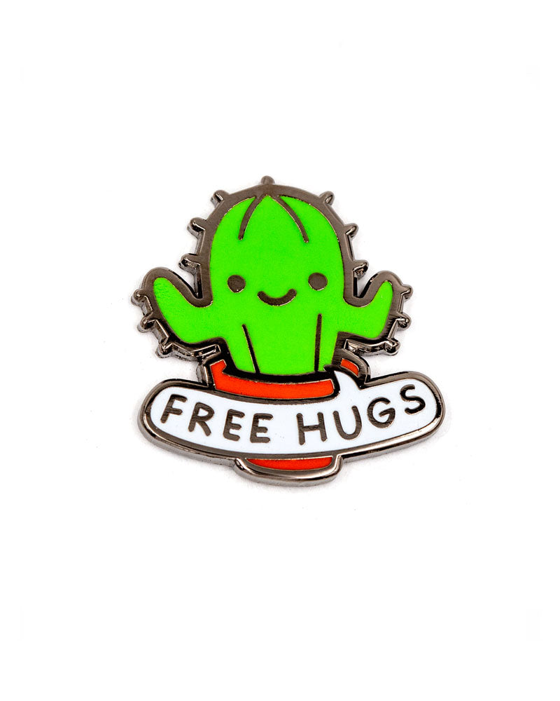 Free Hugs Cactus Pin - Funny Cute Succulent Brooch for Jackets, Bags & Gifts - Perfect for Plant Lovers, Friendship Tokens & Office Decor