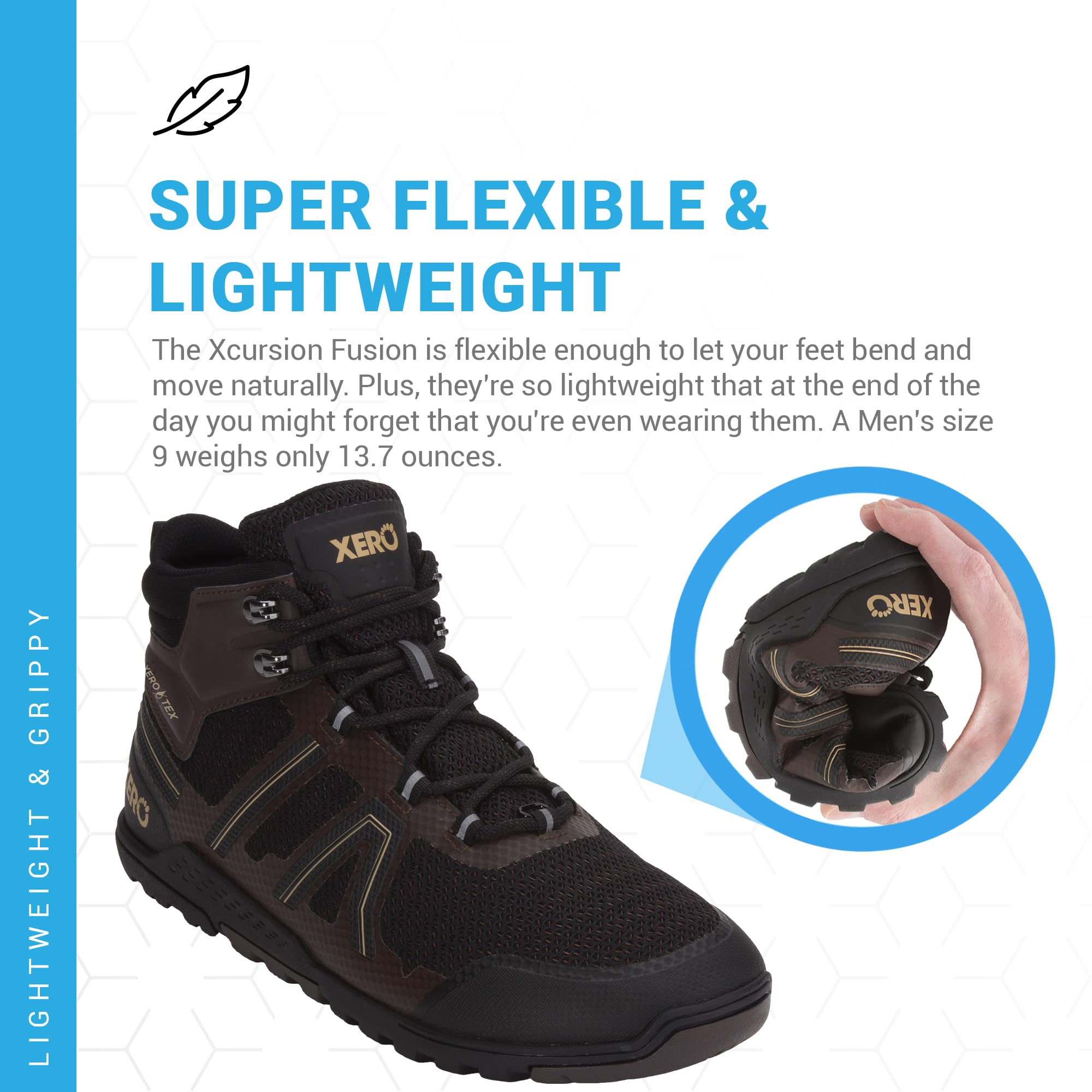 Xero Shoes Xcursion Fusion Waterproof Barefoot Hiking Boots for Men | Zero Drop Minimalist Trail Shoes with Wide Toe Box | Perfect for Outdoor Adventures, Trail Running & Backpacking