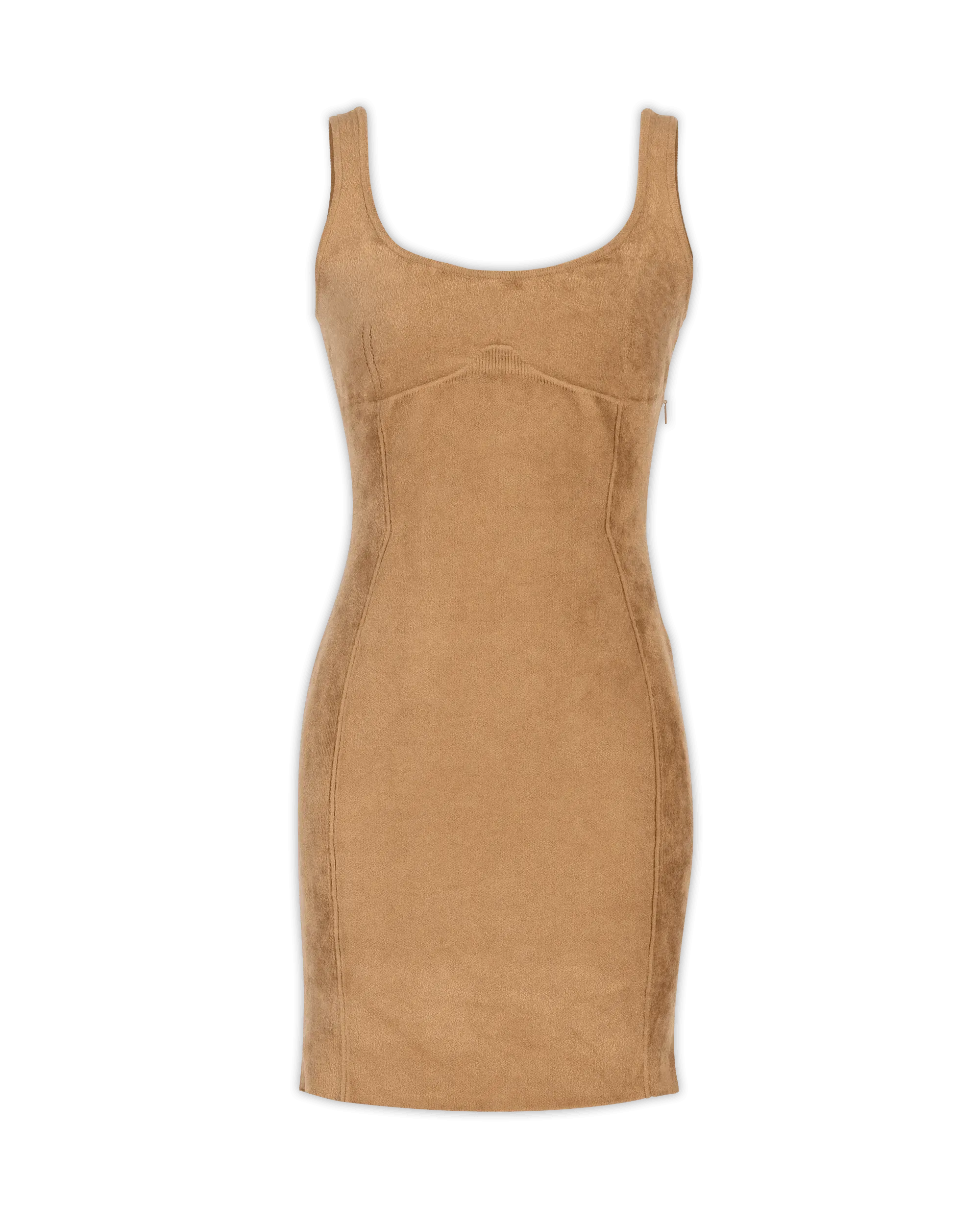 Fendi x Skims Velvet Knit Mini Dress - Women's Luxury Fashion for Parties & Date Nights | Soft Stretchy Bodycon Dress for Evening Events & Special Occasions