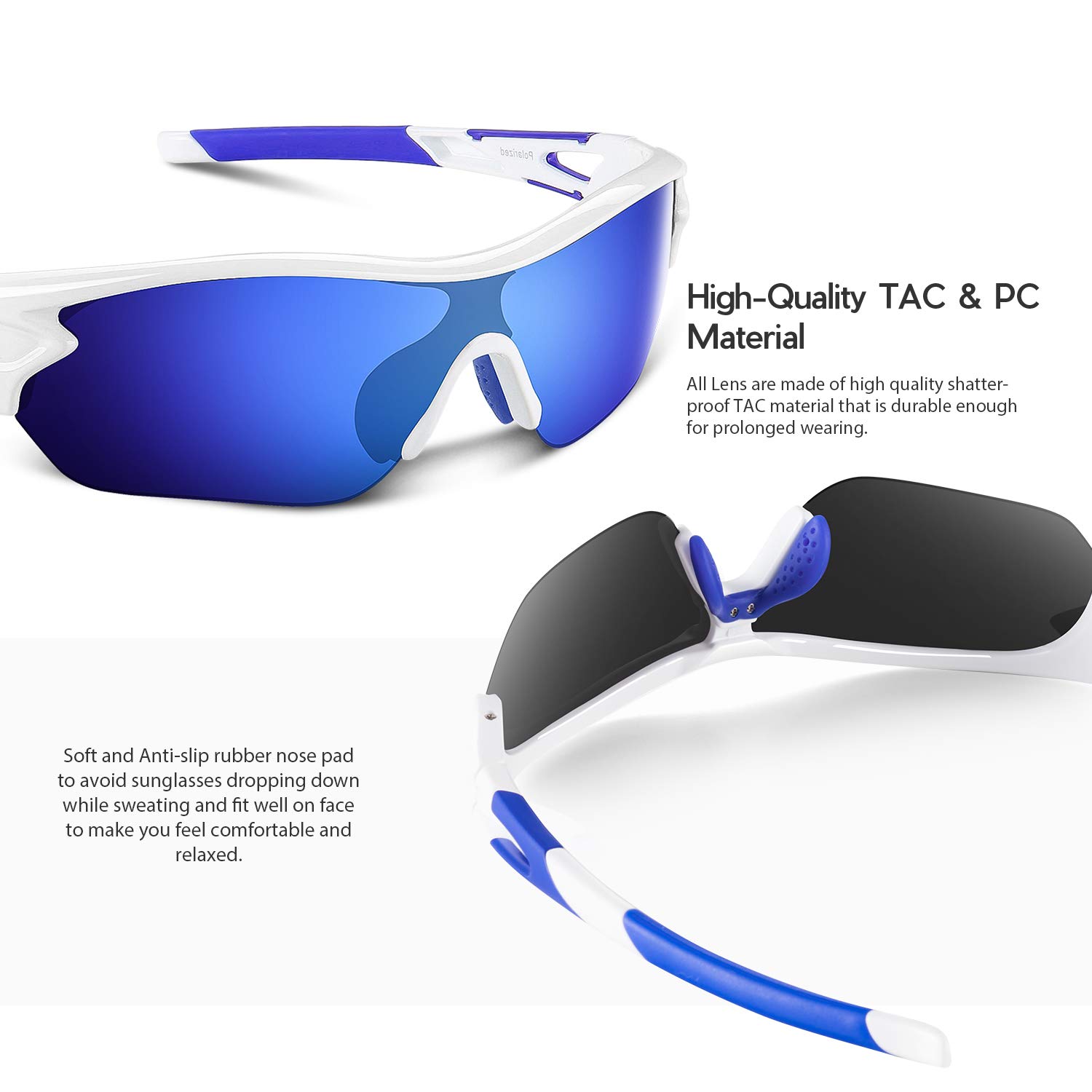 BEACOOL Polarized Sports Sunglasses for Men & Women - UV Protection, Lightweight & Shatterproof for Running, Cycling, Hiking - Trendy Outdoor Active Lifestyle Eyewear