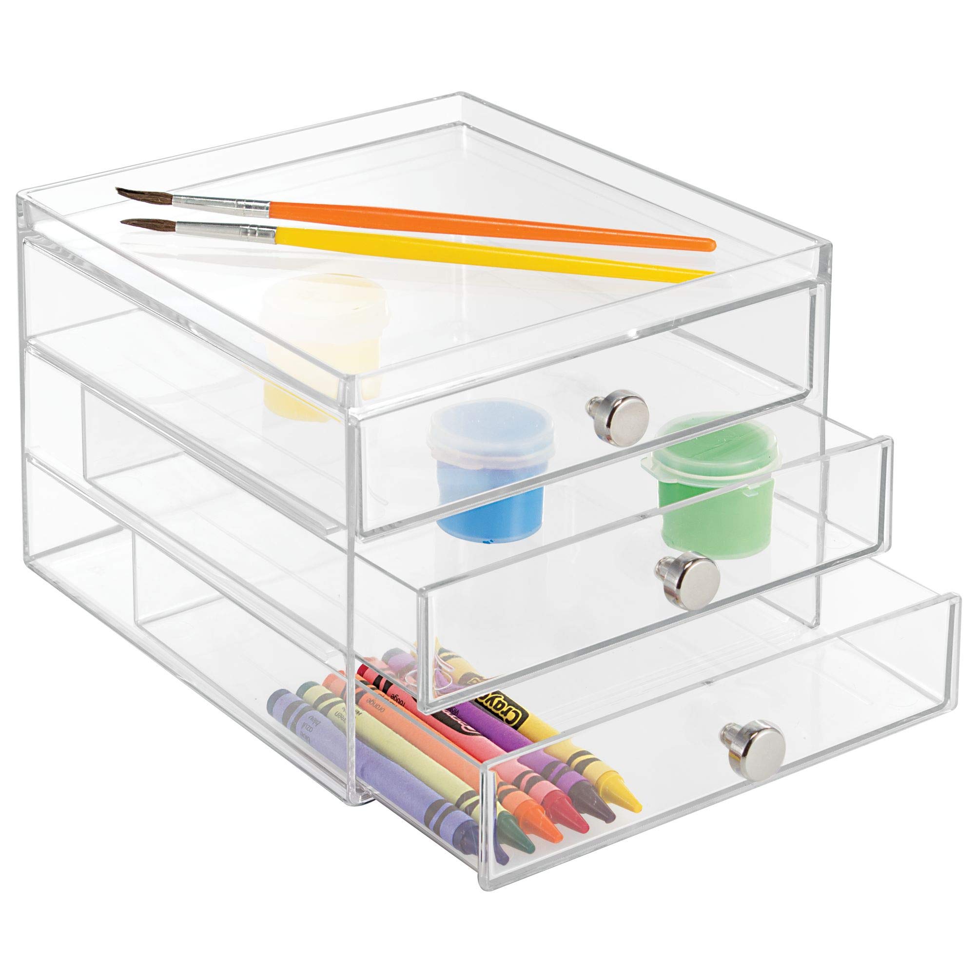 iDesign 3-Tier Plastic Vanity Organizer - Slim Cosmetic Storage Drawers for Makeup, Hair Care & Dental Supplies - Compact Bathroom, Dorm & Desk Organizer (6.5