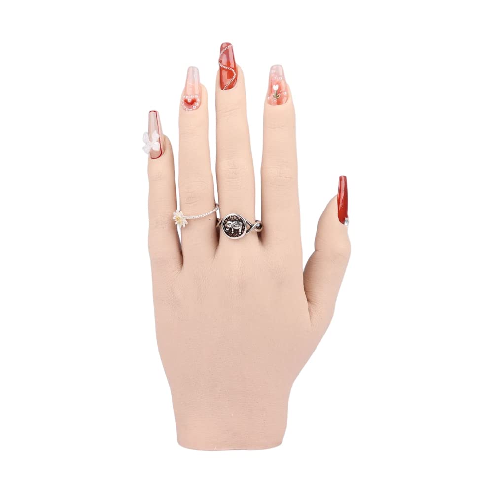 Flexible Silicone Practice Hand for Acrylic Nails - Movable Nail Training Hand for Nail Art, DIY & Print Practice - Durable Nail Tool That Won't Fall Off - Perfect for Salon Training, Home Practice & Nail Art Beginners