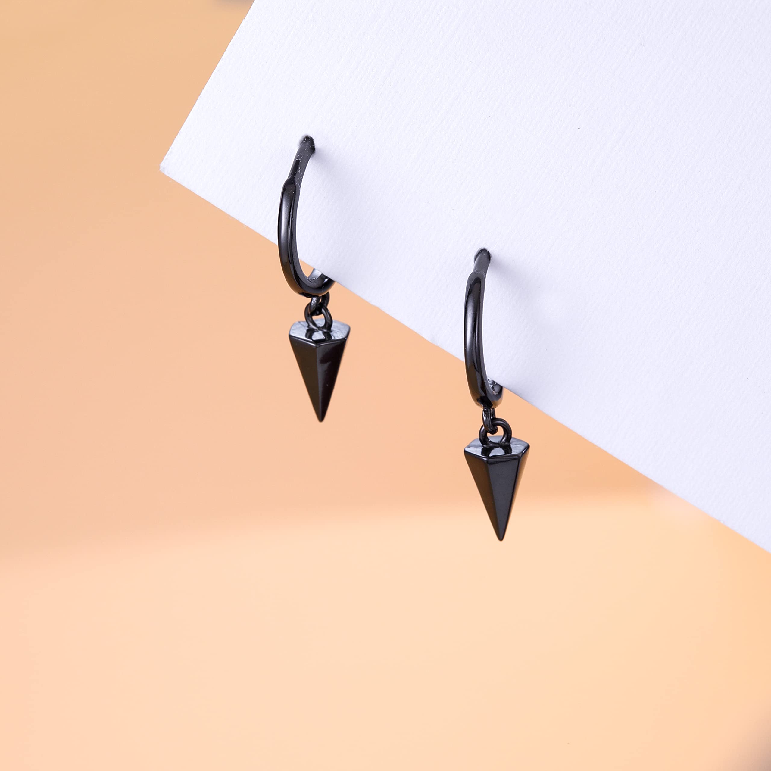SLUYNZ Sterling Silver Spike Hoop Earrings for Women & Teens - Geometric Small Huggie Earrings with Drop Design - Perfect for Everyday Wear, Parties & Gifts