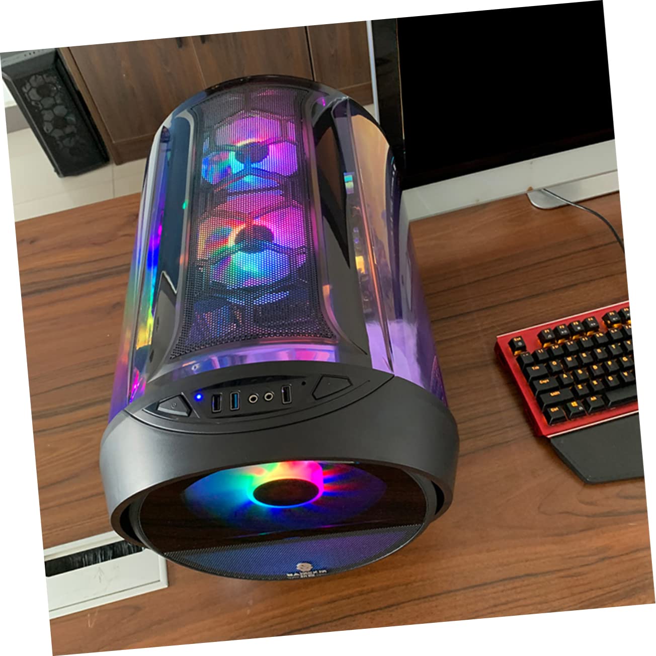 Clear Transparent Computer Case - ATX Mid Tower PC Chassis for Home & Gaming - Durable Acrylic Design with Easy Assembly - Perfect for DIY Builds, Internet Cafes & Office Use