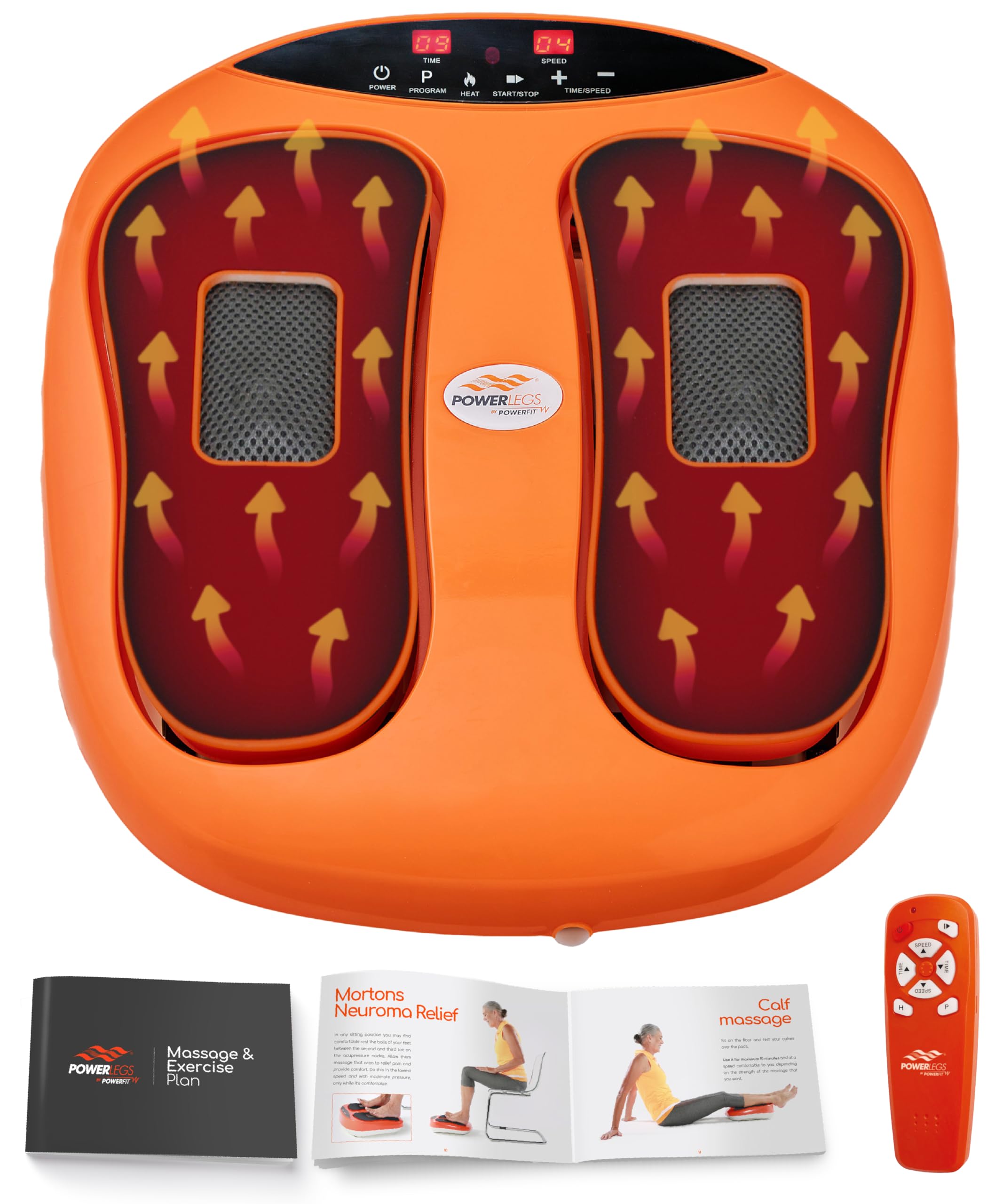 Powerfit Power Legs Electric Foot Massager with Heat - Neuropathy Pain Relief & Improved Circulation - Remote Control Foot Massager for Home & Office Use - Perfect for Relaxation After Work, Travel or Exercise