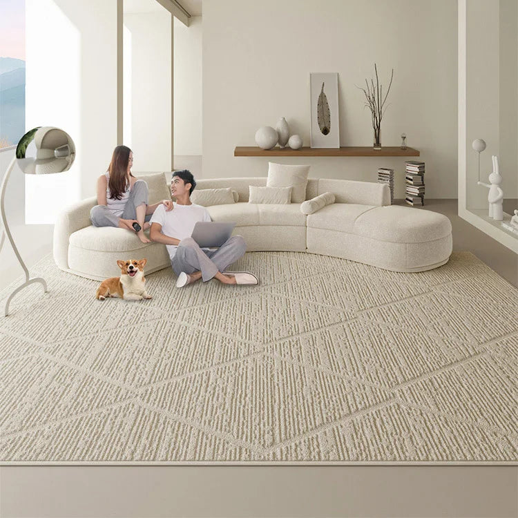 Modern Linear Hexa 3D Diatom Silk Rug - Non-Slip Living Room Carpet for Home Decor | Perfect for Bedroom, Office & High-Traffic Areas