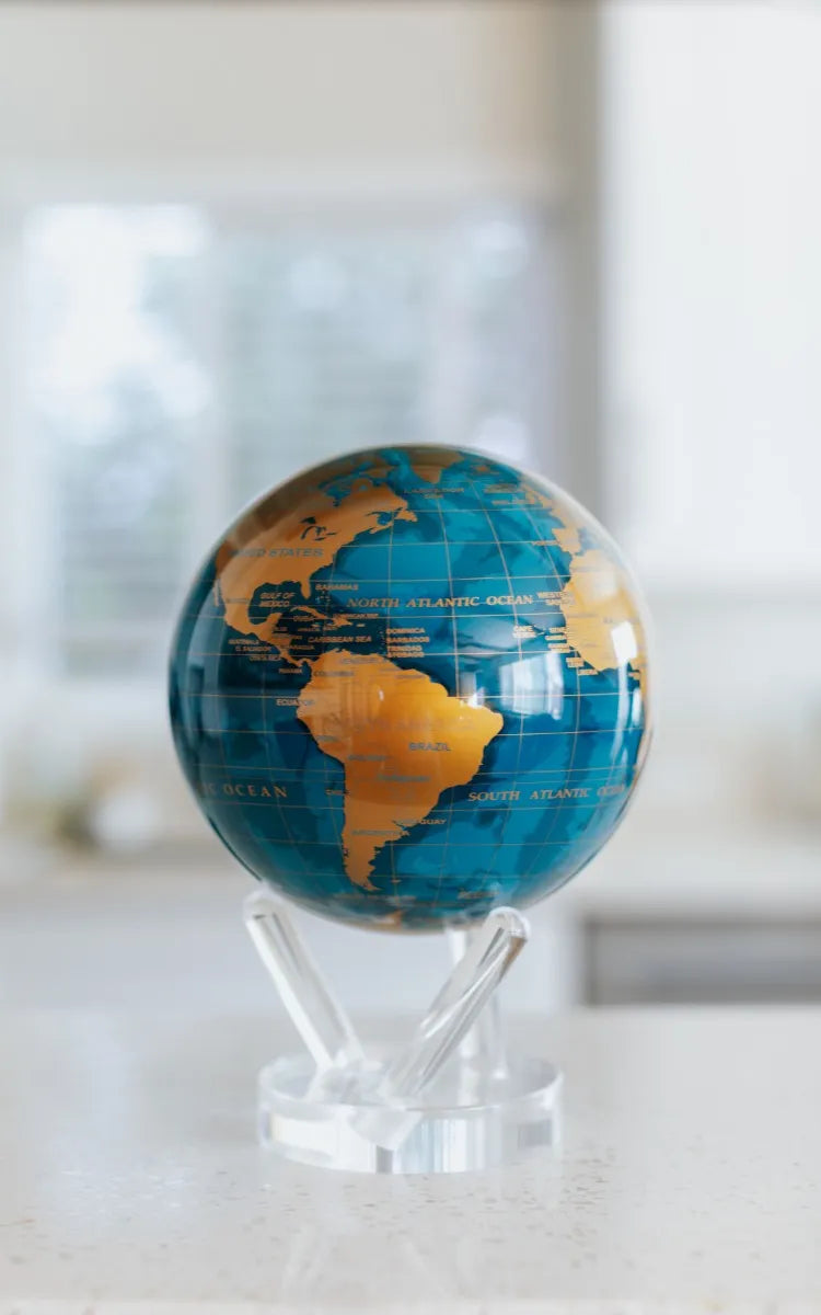MOVA Globe - Blue & Gold Rotating Globe with Solar Power for Home & Office Decor | Perfect Gift for Science Lovers & Educators