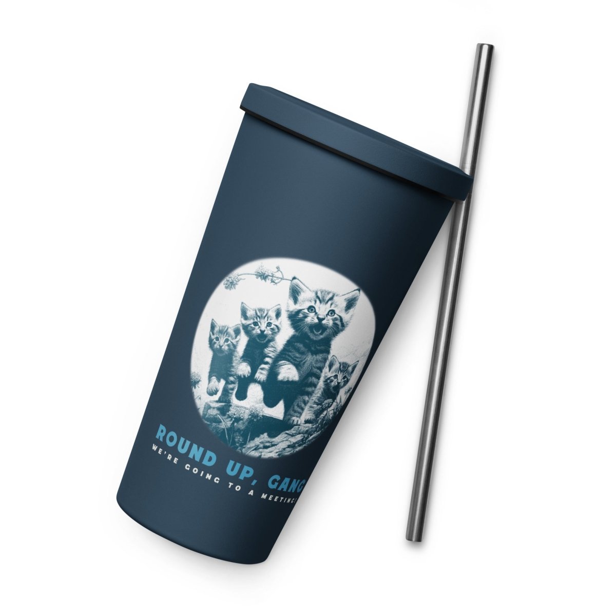 Round Up Gang Meeting Time Tumbler - 20oz Insulated Stainless Steel Cup with Lid & Straw - Perfect for Office Meetings, Outdoor Adventures & Daily Hydration