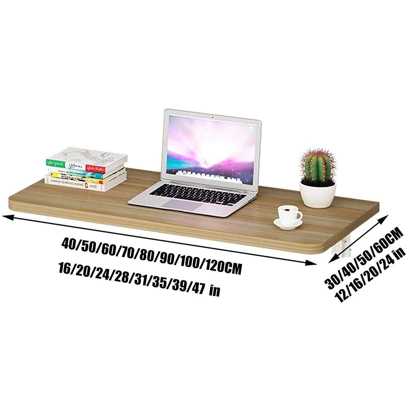Space-Saving Folding Wall-Mounted Drop-Leaf Table - Solid Wood Fold Down Kitchen Table & Wall Hanging Workbench - Heavy Duty Wall Mount Computer Desk for Small Apartments, Kitchen Nooks & Home Offices