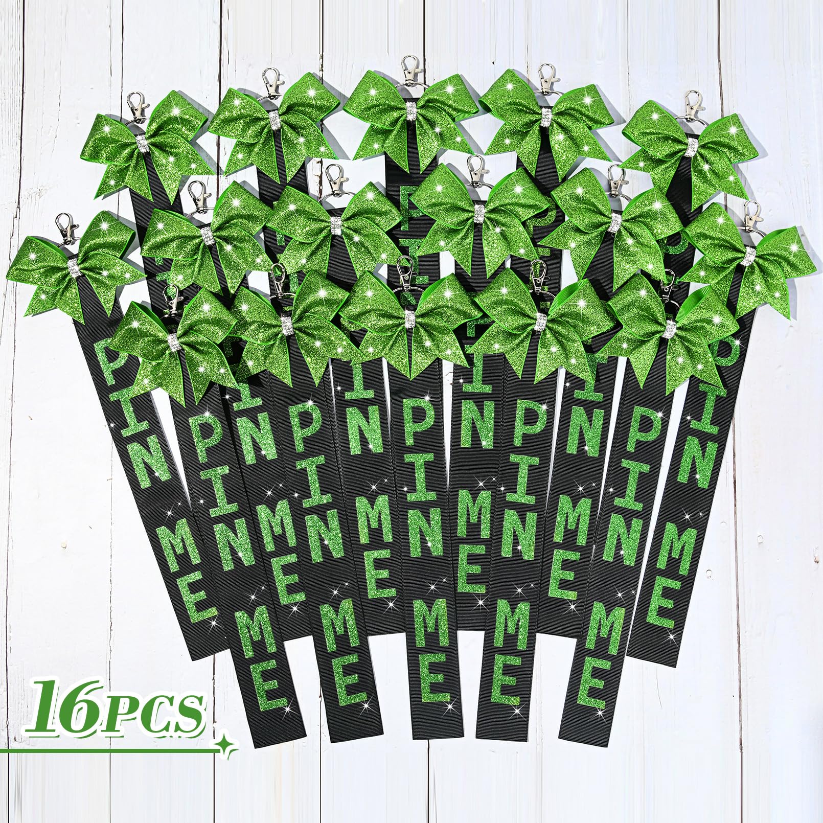 16PCS Rhinestone Keychain Bag Charms for Cheerleading Girls - Green Party Accessories