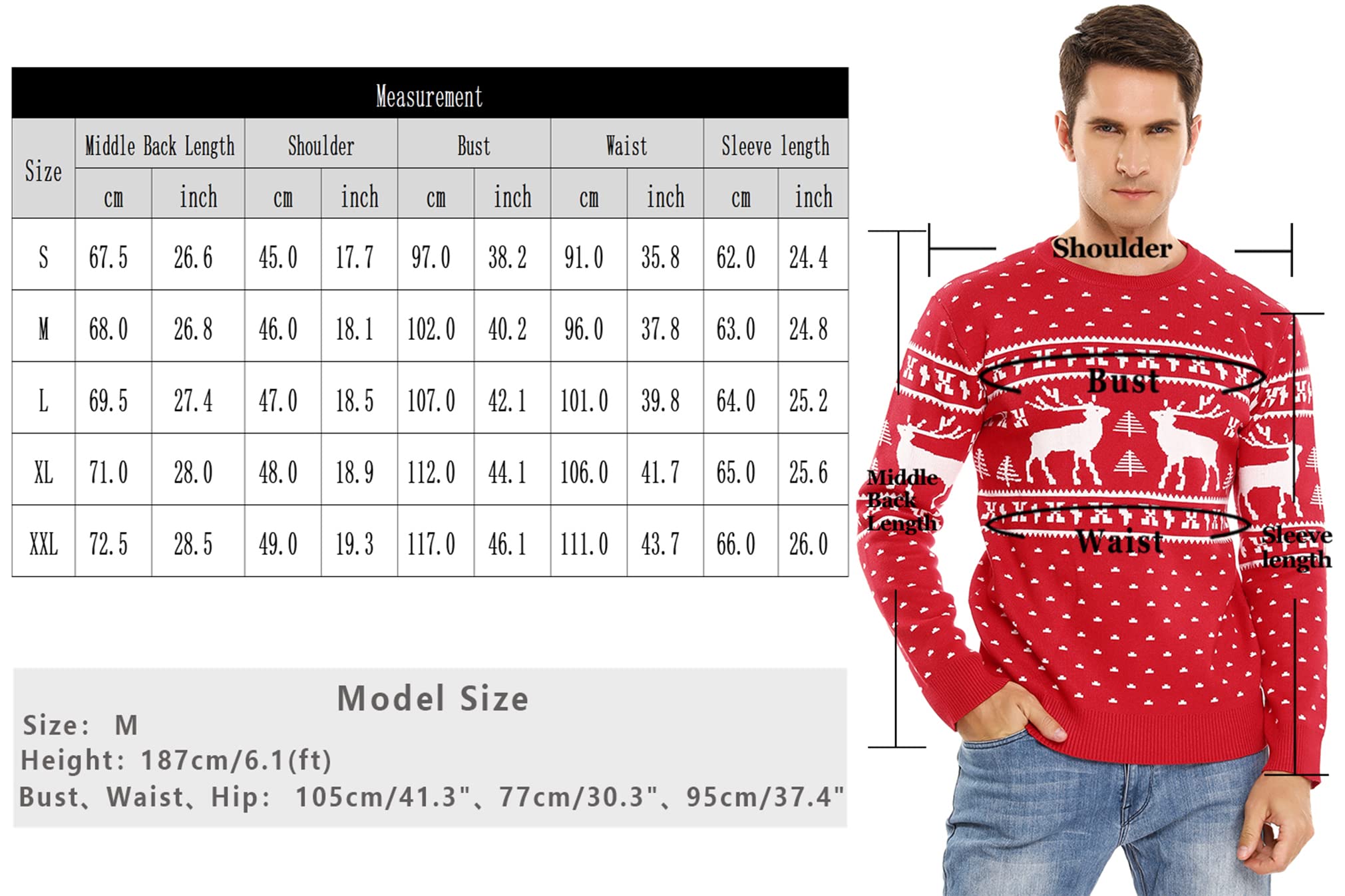 Men's Christmas Jumpers - Reindeer Knit Sweater for Holiday Parties & Gifts