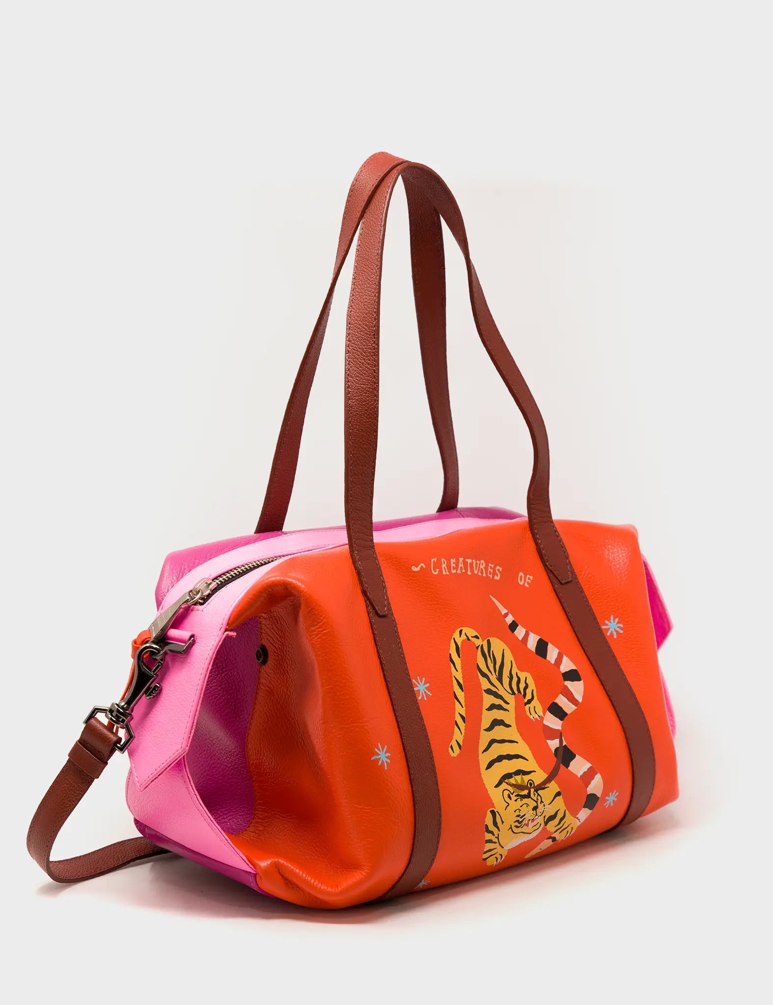 Ilan Duffle Bag - Fiesta Red Tiger Print Travel Gym Bag for Men & Women | Perfect for Workouts, Travel & Sports