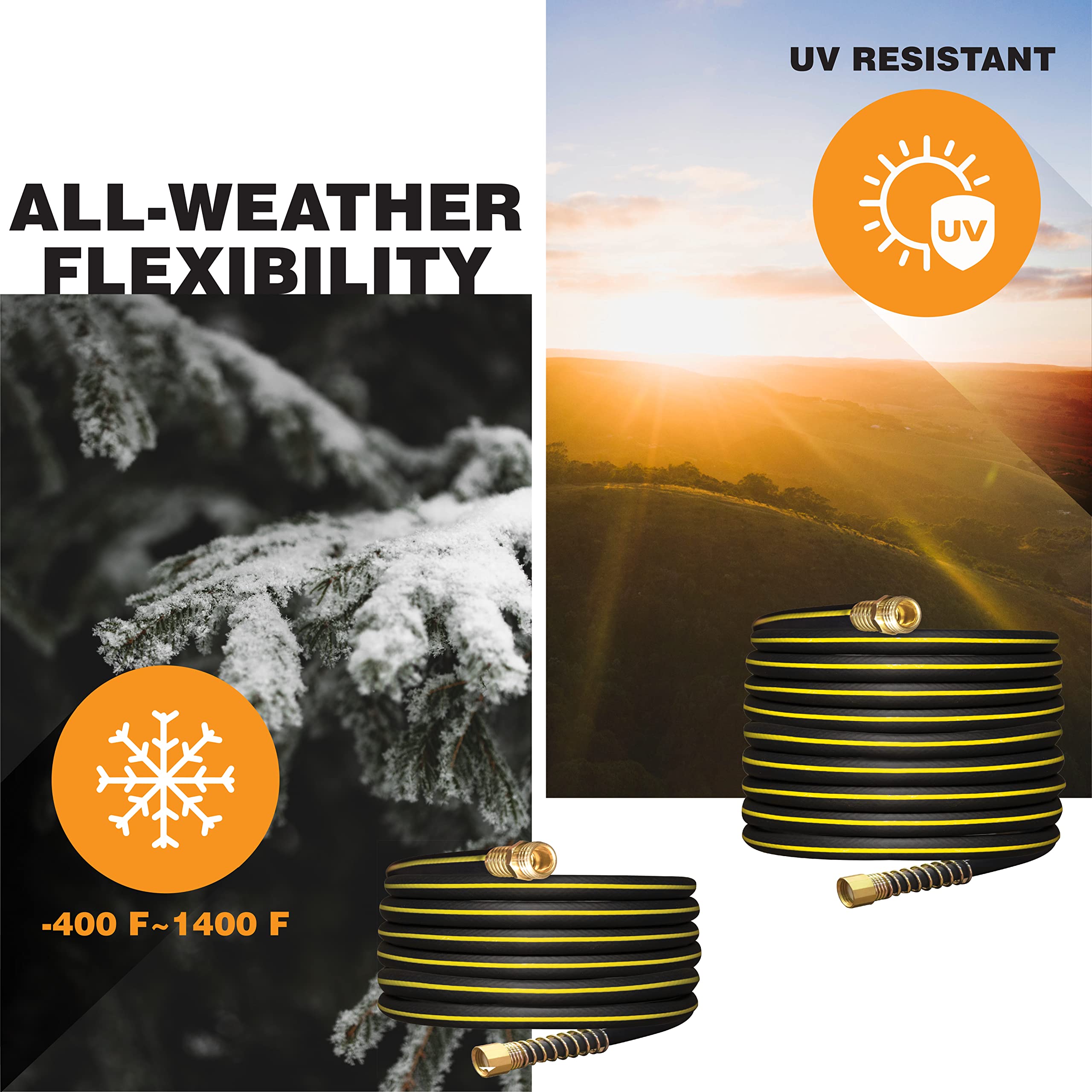 25 ft HOMESTEAD Lightweight Garden Hose - 5/8 Inch Diameter with 3/4 Inch Brass Connector - Perfect for Lawn Watering, Garden Irrigation & Outdoor Cleaning