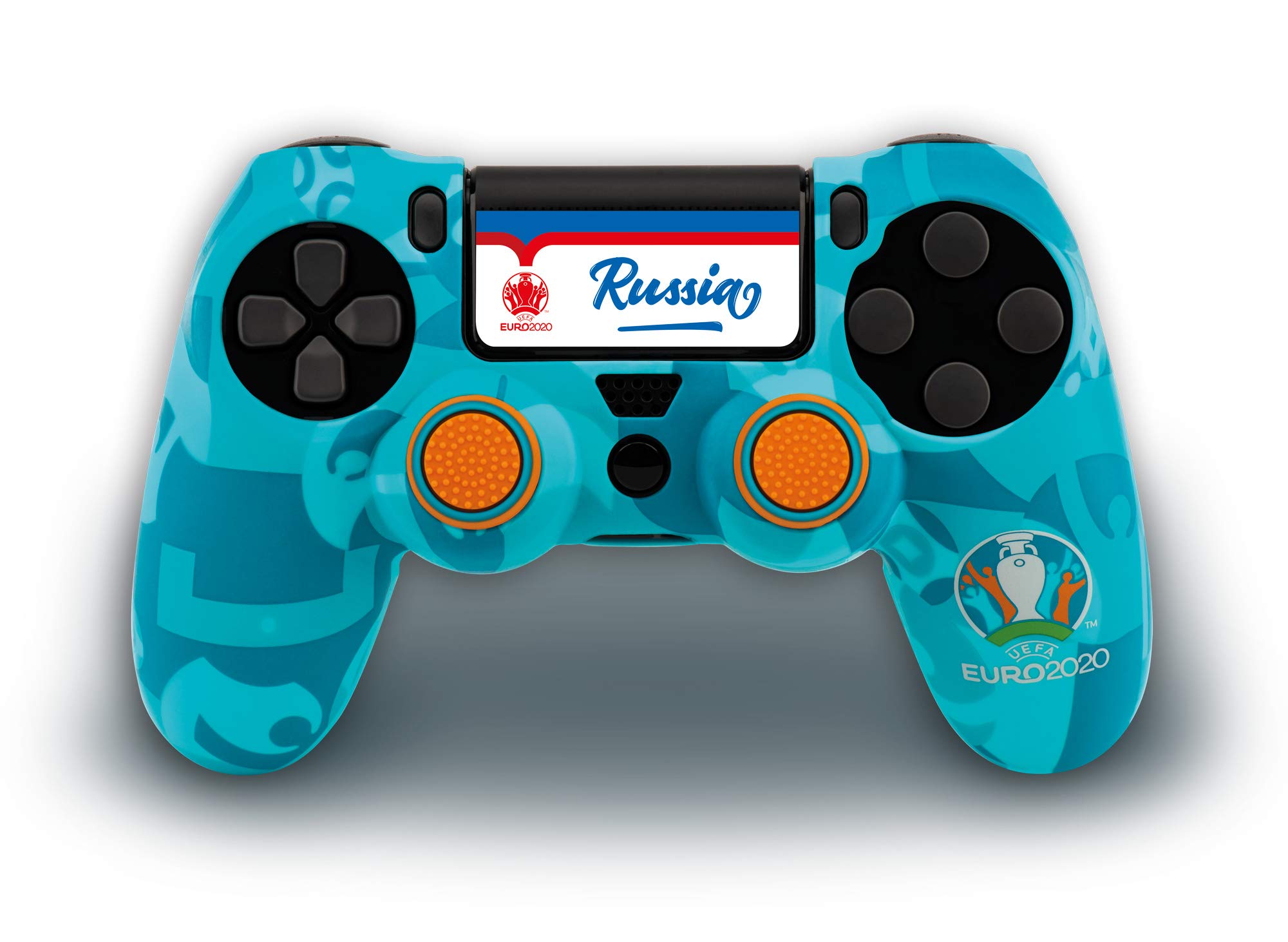 Qubick PS4 UEFA Euro 2020 Controller Skin - Blue Silicone Cover with Non-Slip Grip & Protective Function | Perfect for Gaming Tournaments & Long Play Sessions