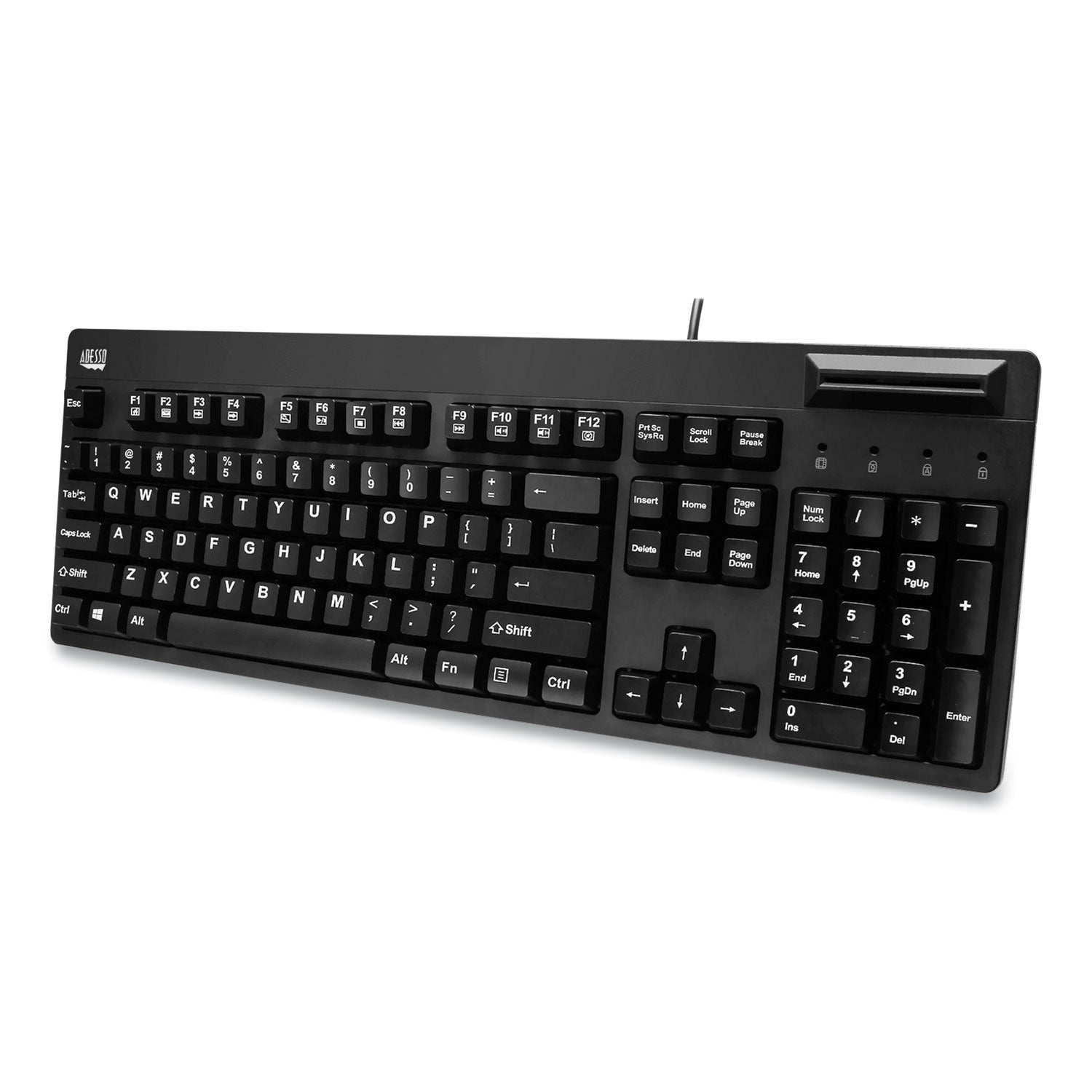 Adesso EasyTouch Smart Card Reader Keyboard AKB-630SB TAA Compliant - 104 Key USB Keyboard with Built-in Smart Card Reader - Ideal for Government, Banking & Secure Office Use