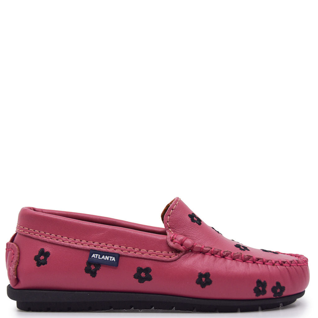 Atlanta Moccasin Raspberry Flower Loafers - Comfortable Women's Slip-On Shoes for Work, Office & Casual Wear