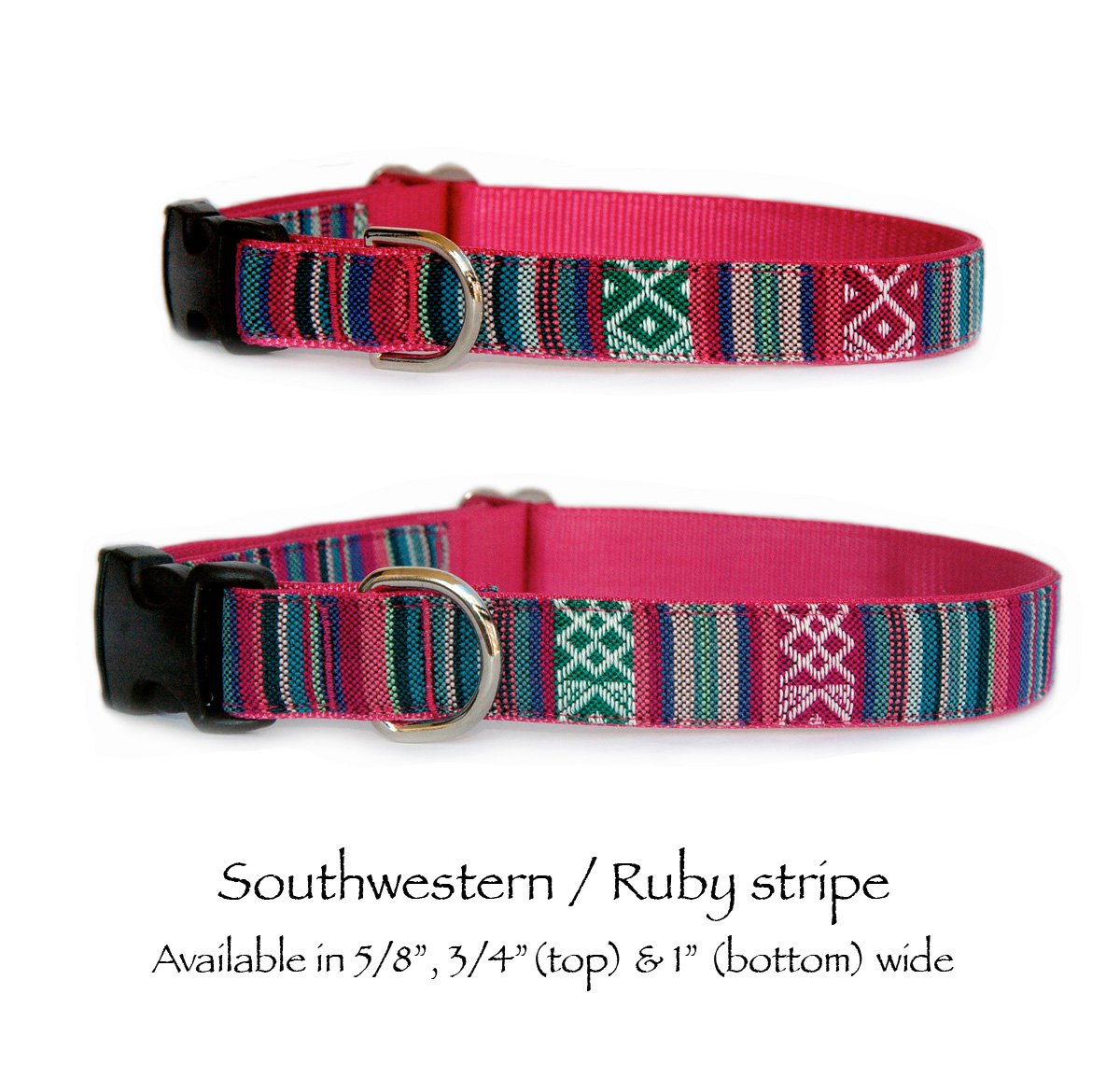 Handmade Southwestern Ruby Pink Dog Collar - Navajo Tribal Aztec Boho Style Pet Collar for Small & Large Dogs | USA Made | Perfect for Outdoor Adventures & Boho Fashion Pet Accessories