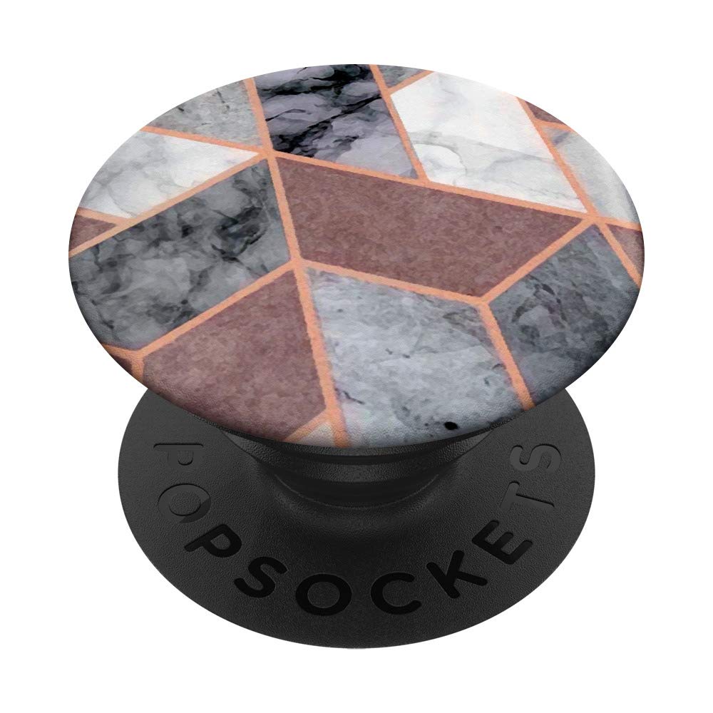 Marbled Geometric Design Gray and Pink Golden Rose - Elegant Home Decor for Living Room, Bedroom, or Office