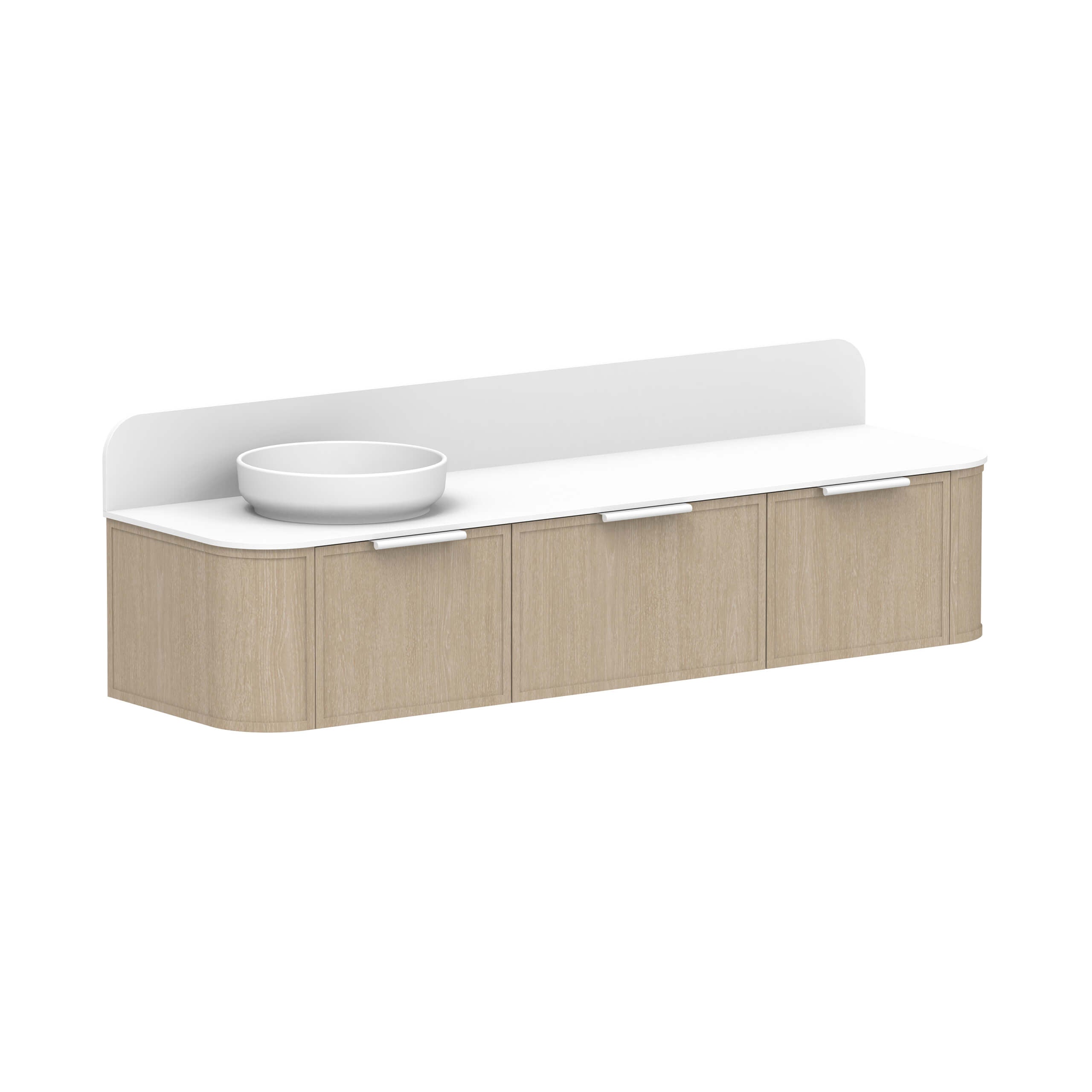 Premium ADP Flo All Drawer Slim Wall Hung Vanity - Cherry Pie Solid Surface Bathroom Sink Cabinet for Small Spaces & Modern Homes