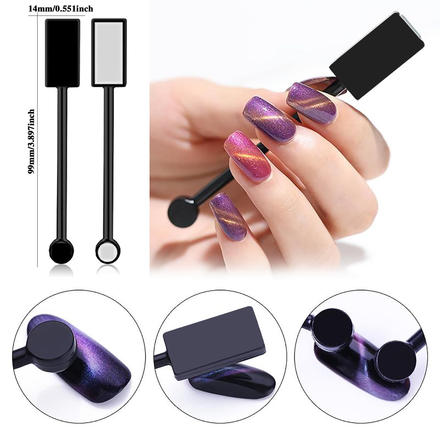 15-Piece Nail Magnet Set for Cat Eye Polish - DIY Gel Nail Art Tools