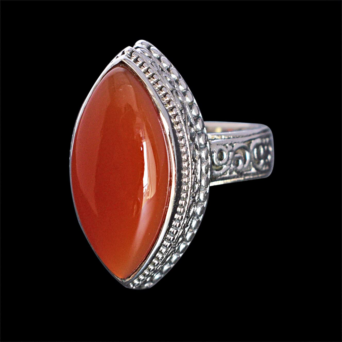 Natural Carnelian Gemstone 925 Sterling Silver Ring - Handmade Boho Jewelry for Women, Birthday Gift for Her, Spiritual Healing & Energy Stone Jewelry | Perfect for Meditation, Yoga & Everyday Wear