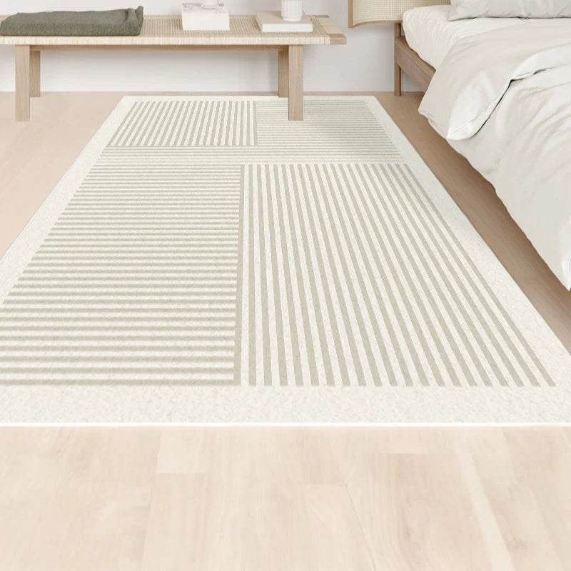Avalyn Modern Geometric Faux Wool Area Rug - Soft Non-Slip Living Room Rug for Bedroom, Office & Home Decor - 5x7 Feet Grey Contemporary Carpet