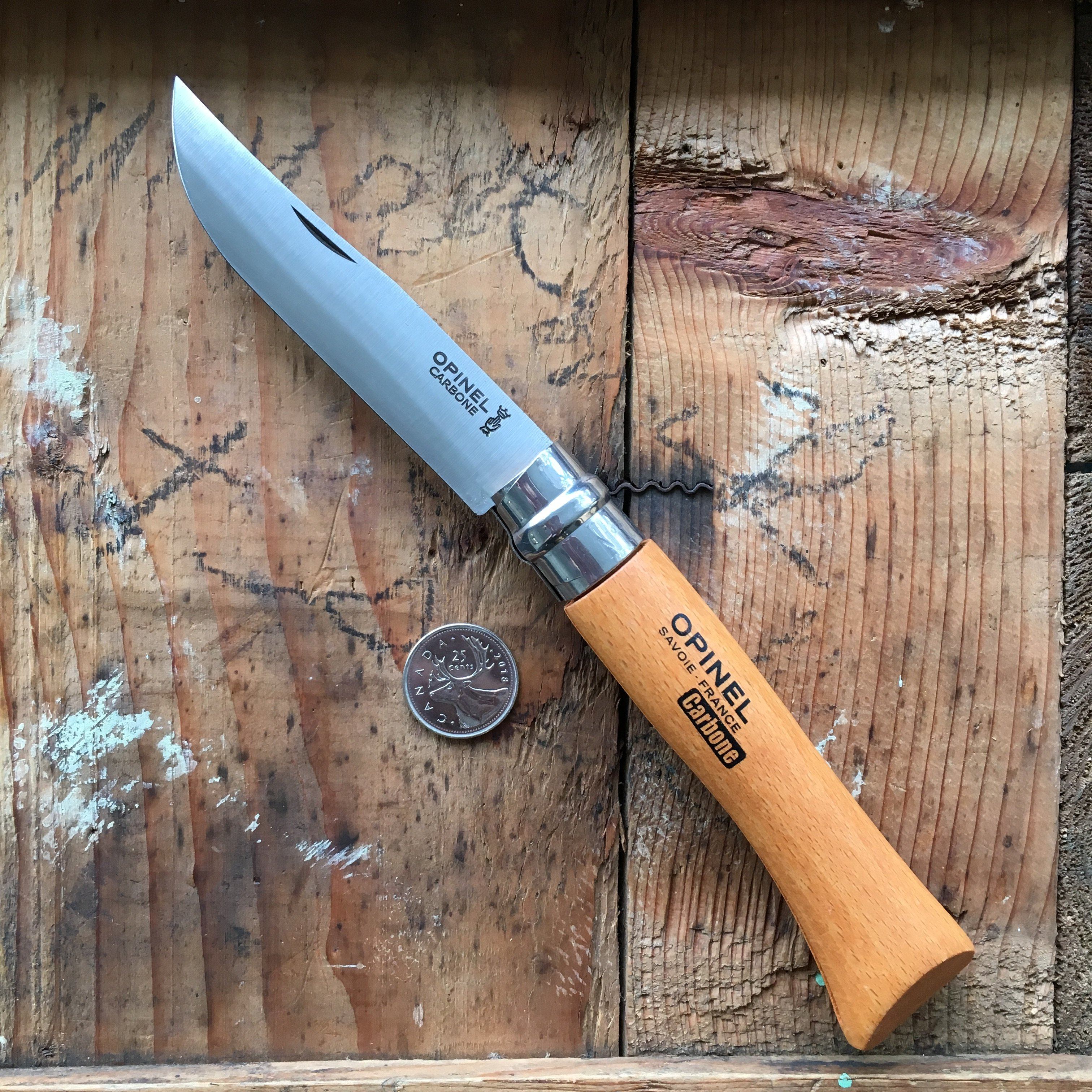 Opinel No.10 Carbon Steel Folding Pocket Knife - High Quality French Made Outdoor Knife for Camping, Hiking & Everyday Carry (EDC)