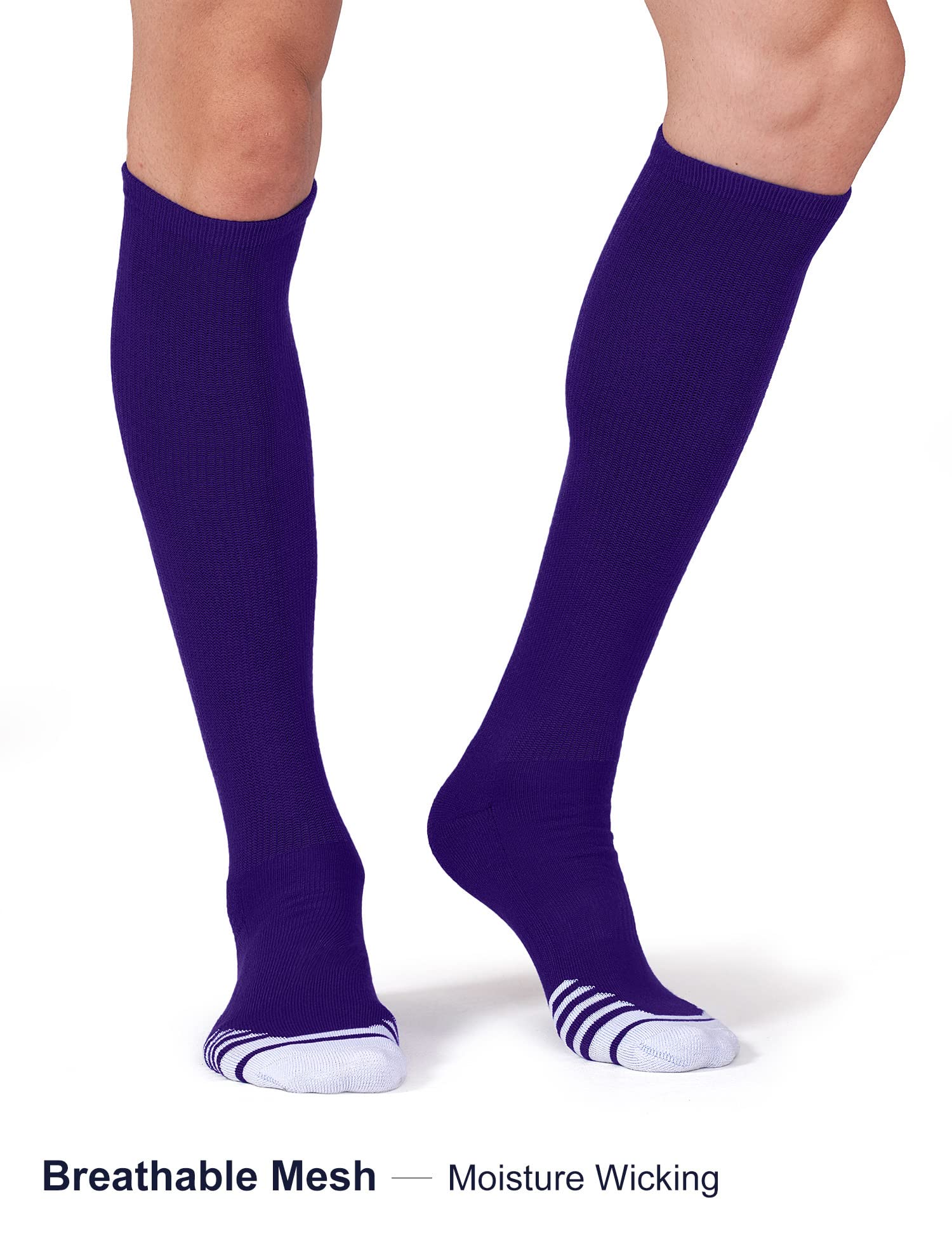 FITRELL 2/3 Pack Baseball Soccer Softball Socks for Kids Youth Men & Women - Over-the-Calf Knee High Athletic Socks (Multiple Colors) - Perfect for Sports, Training & Casual Wear