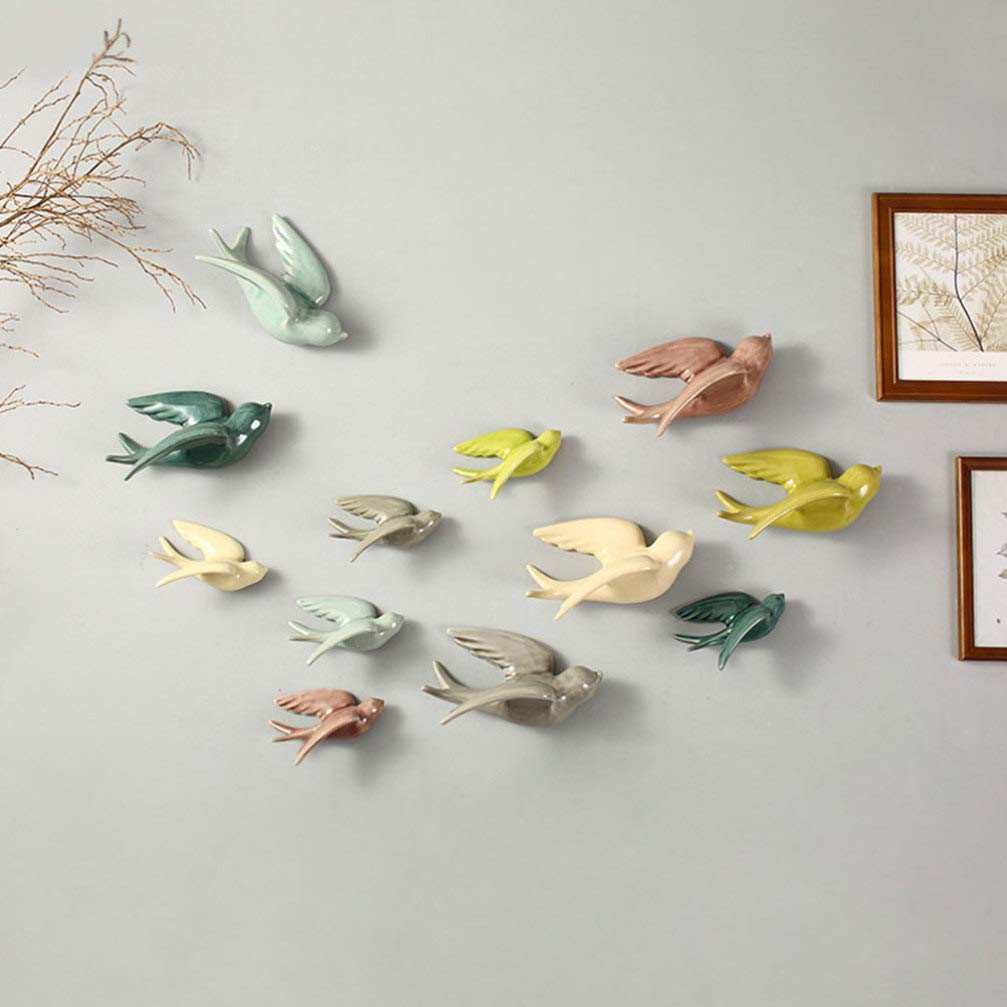 Ceramic Hanging Swallows & Sparrows - Handcrafted Bird Wall Decor Sculptures for Living Room, Garden & Outdoor Spaces | Elegant Dove Figurines & Decorative Bird Ornaments for Home & Patio Decor