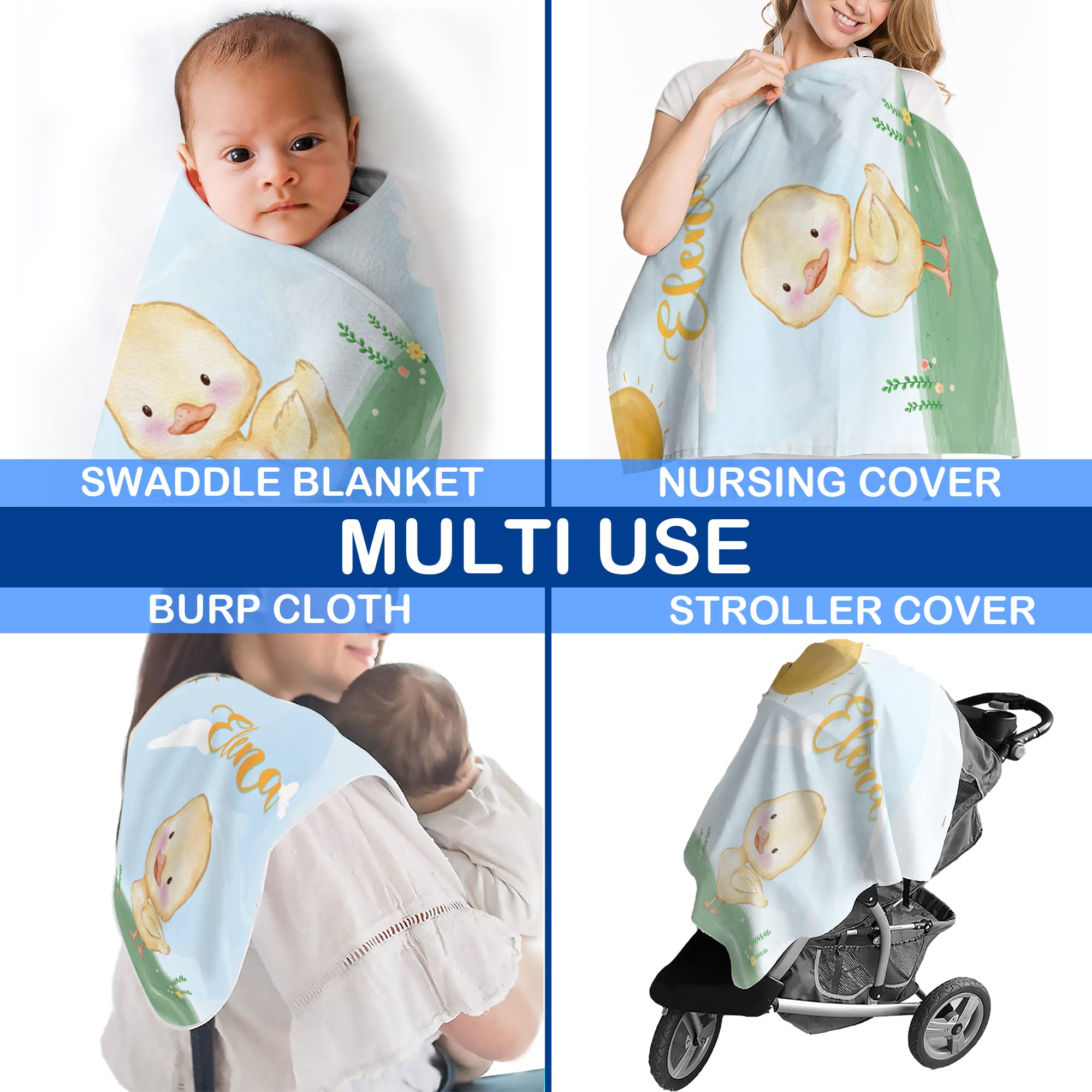 Personalized Baby Blankets with Name - Custom Embroidered Duck Fleece Blanket for Girls & Boys, 30