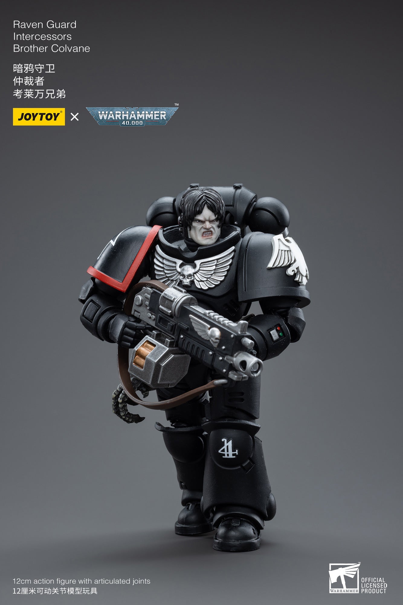 JOYTOY 1/18 Scale Warhammer 40K Raven Guard Intercessors Brother Colvane Action Figure - Collectible Miniature for Tabletop Gaming & Display
