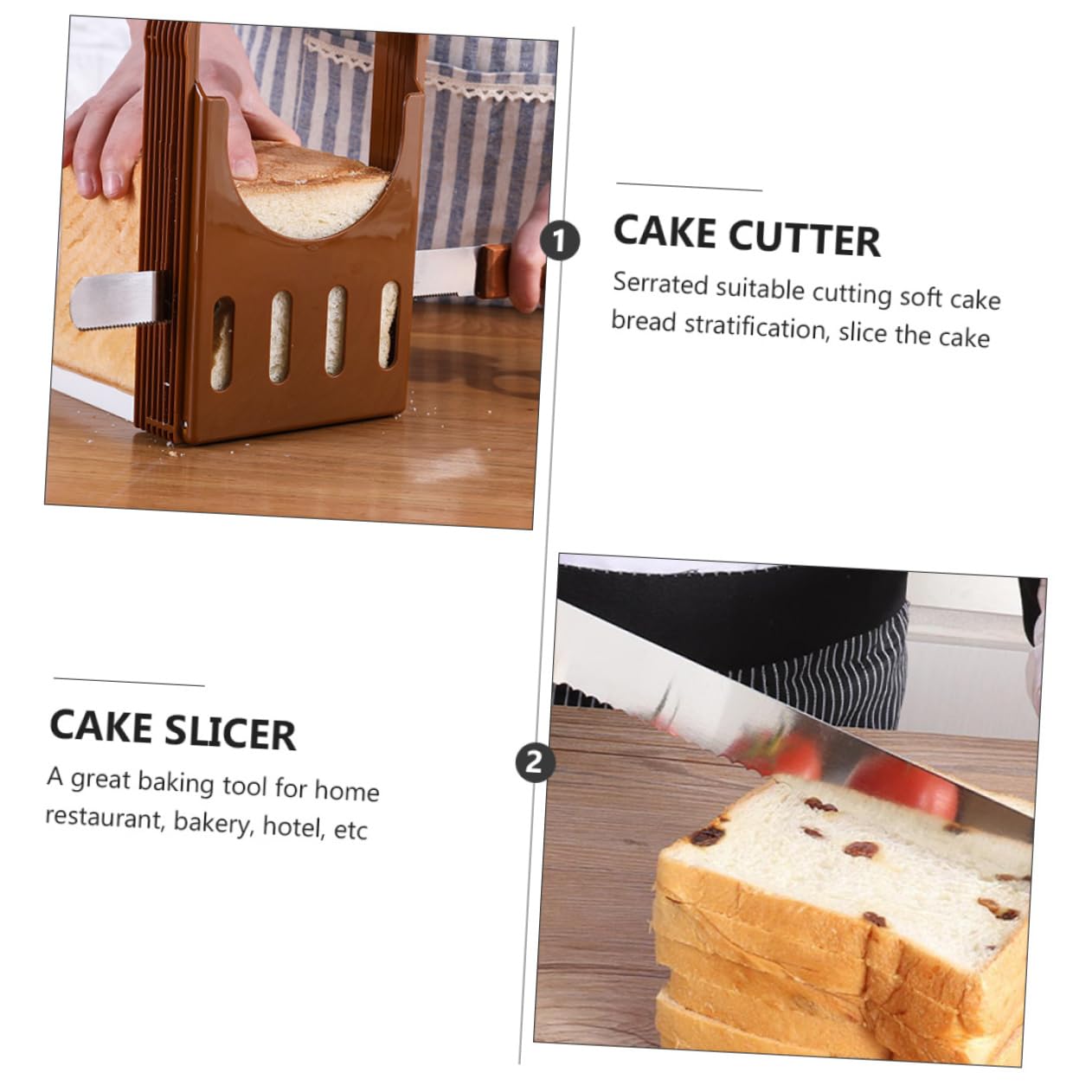 Premium Stainless Steel Cake & Butter Slicer with Wooden Handle - Serrated Edge for Clean Cuts - Dishwasher Safe - Ideal for Home Baking, Pastry Shops & Restaurant Use
