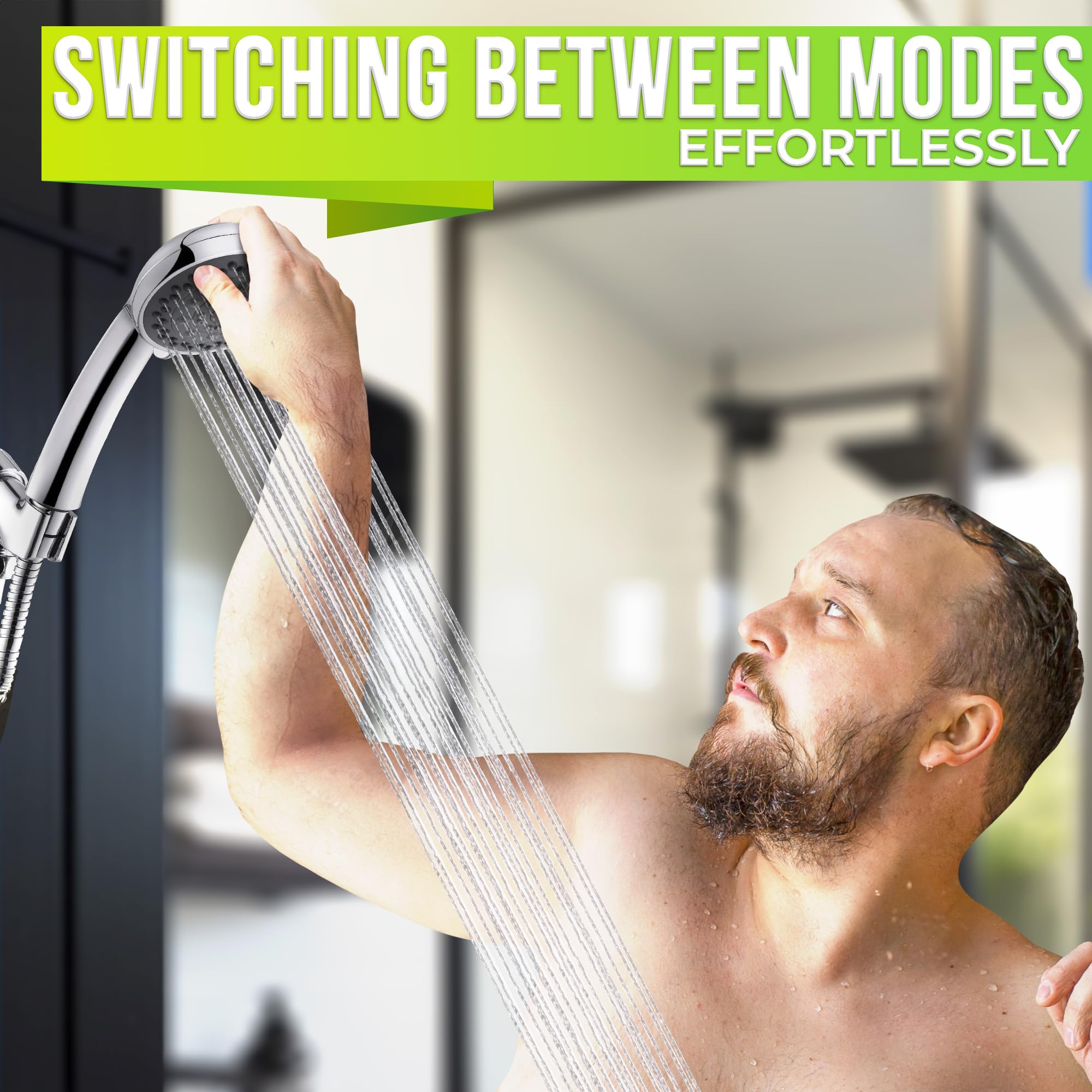 5-Mode Handheld Shower Head with 4.9 Ft Hose - 3.64 Inch Detachable Shower Wand with Sprayer Attachment - Water Saving Showerhead for Bathroom, Spa & Pet Washing