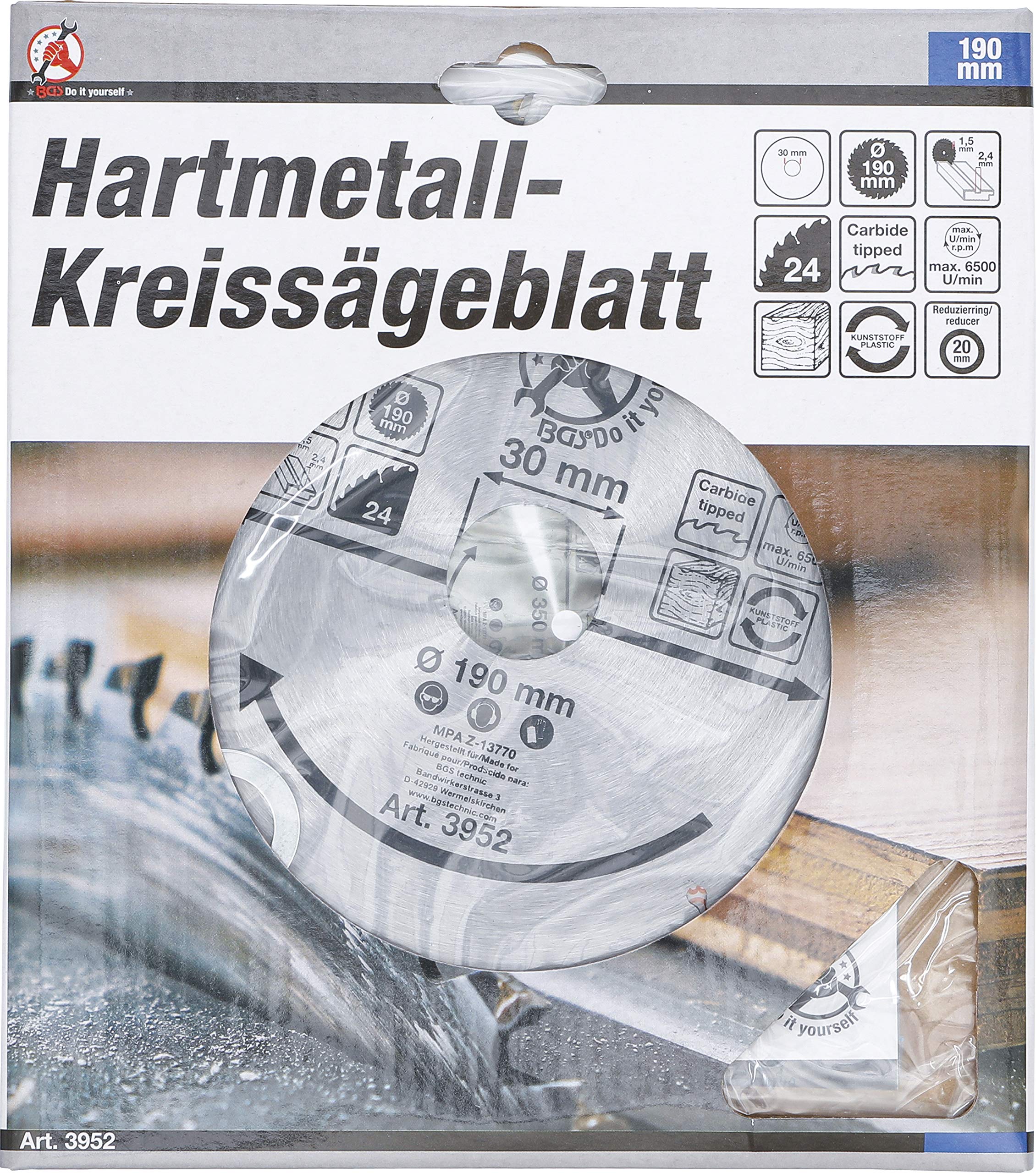 Kraftmann 190mm Carbide Circular Saw Blade - 24 Teeth for Wood Cutting | Perfect for DIY Projects, Carpentry, and Professional Woodworking