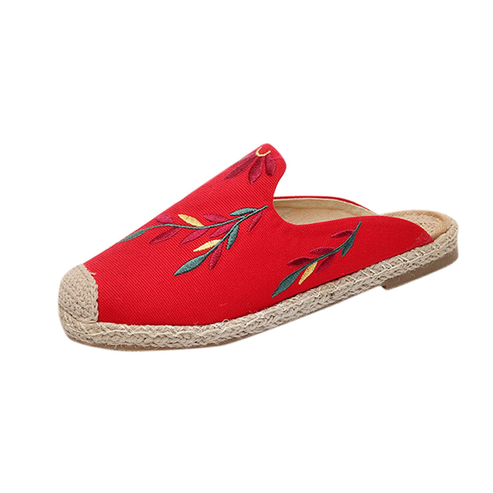 Women's Embroidered Flat Sandals - Casual Round Toe Slippers for Ladies | Comfortable Summer Shoes, Fashionable Gift for Women | Perfect for Beach, Vacation and Everyday Wear