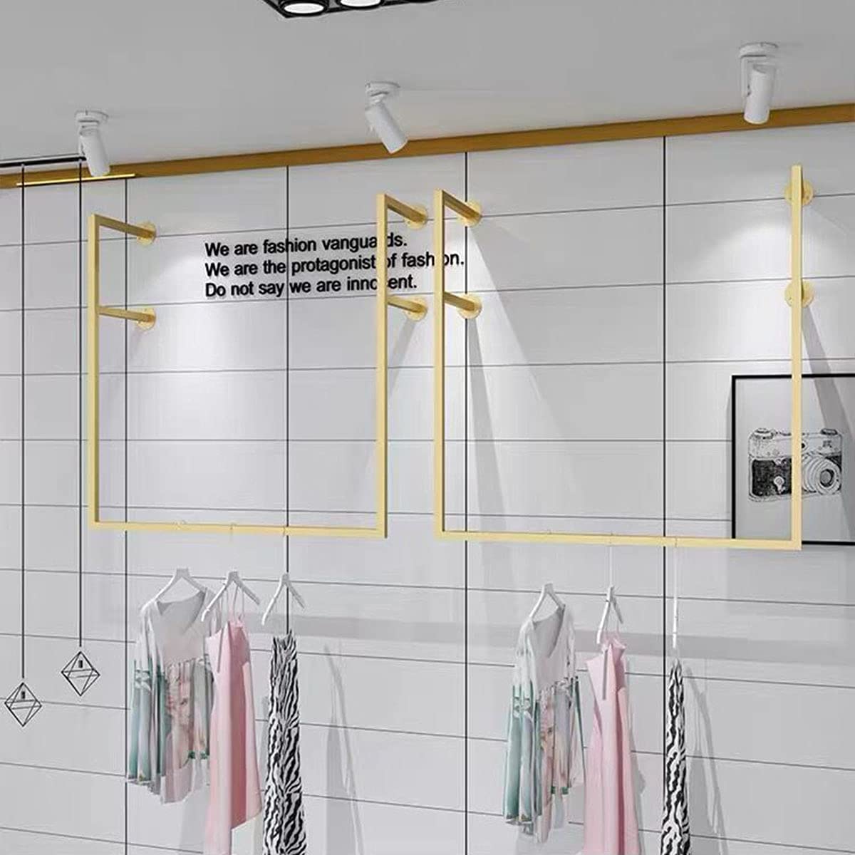 Simple Wall Mounted Metal Display Rack - U-Shaped Shelf for Clothing & Towel Storage (Gold, 39