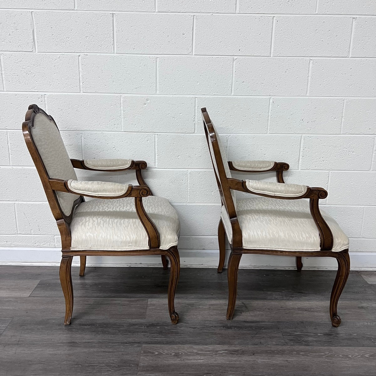 Pair of Modern Wood & Upholstered Dining Chairs - Comfortable Fabric Seating for Kitchen, Dining Room or Home Office