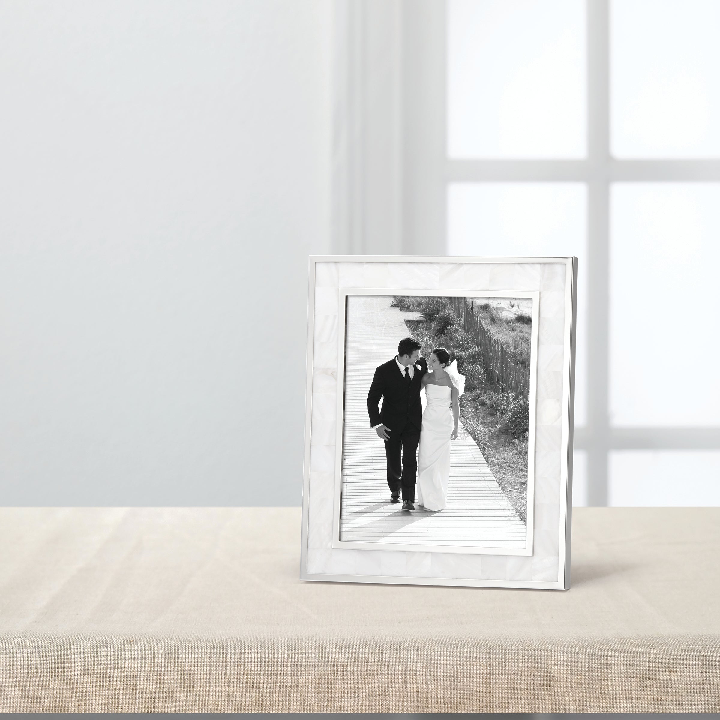 Elegant Mother of Pearl 8x10 Photo Frame - Handcrafted Home Decor for Wall Display, Wedding Gifts & Family Memories