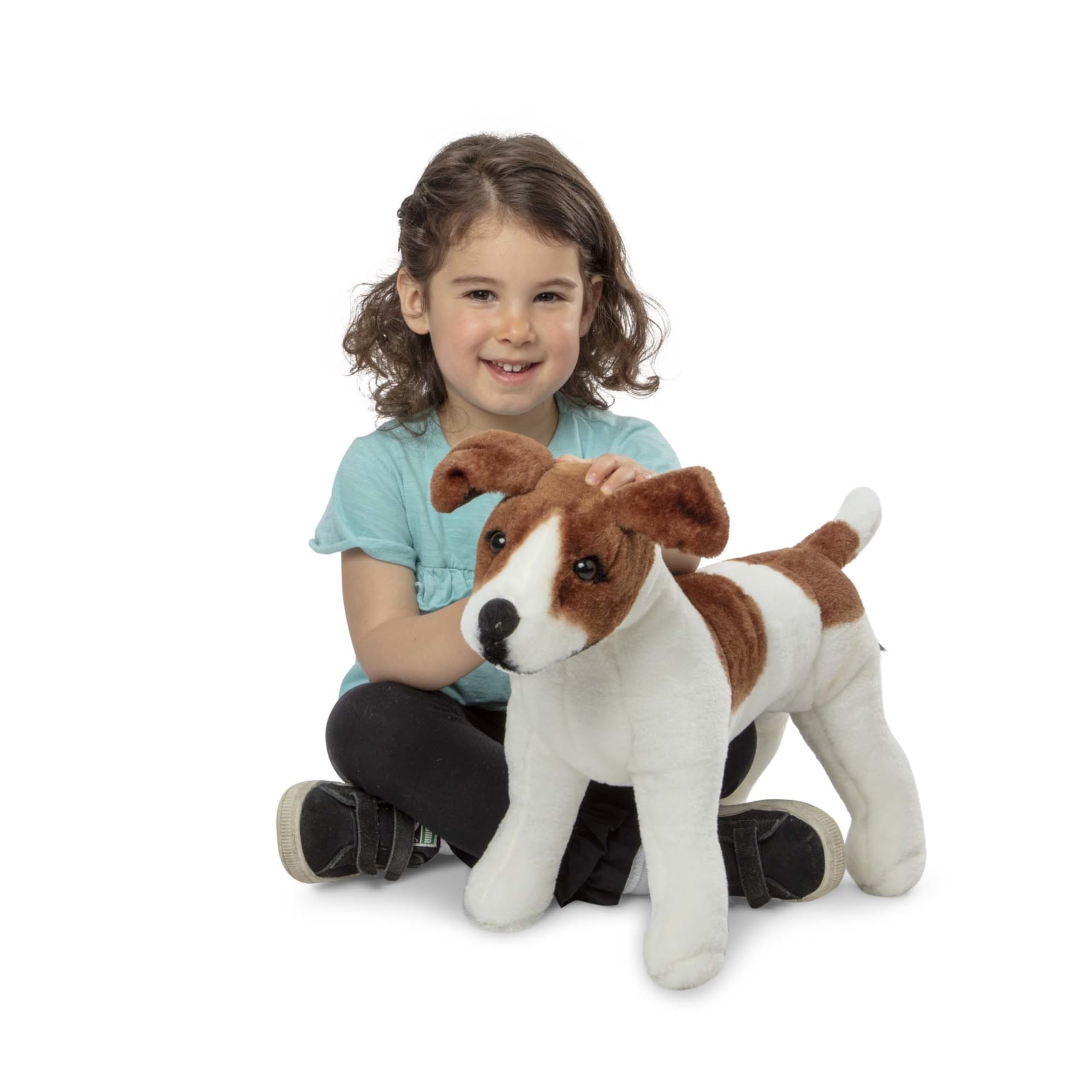 Melissa & Doug Giant Jack Russell Terrier Plush Toy - 12+ Inch Lifelike Stuffed Animal Dog for Kids, Soft & Cuddly Pet Companion - Perfect for Playtime, Nursery Decor & Gift Giving